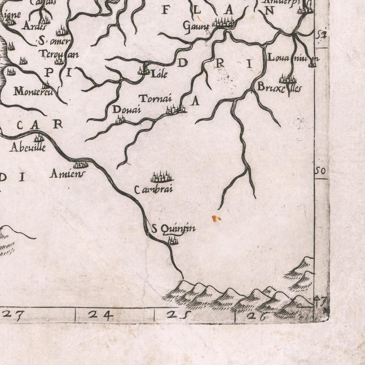 detail of the map from the bottom right corner