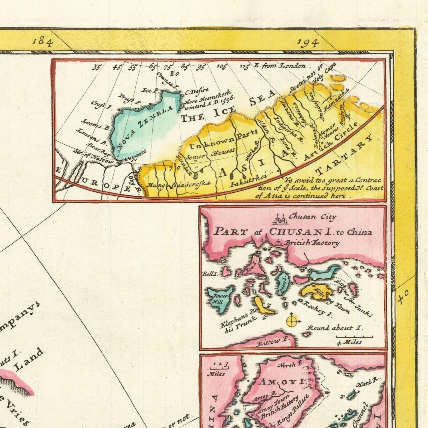 detail of the map from the top right corner