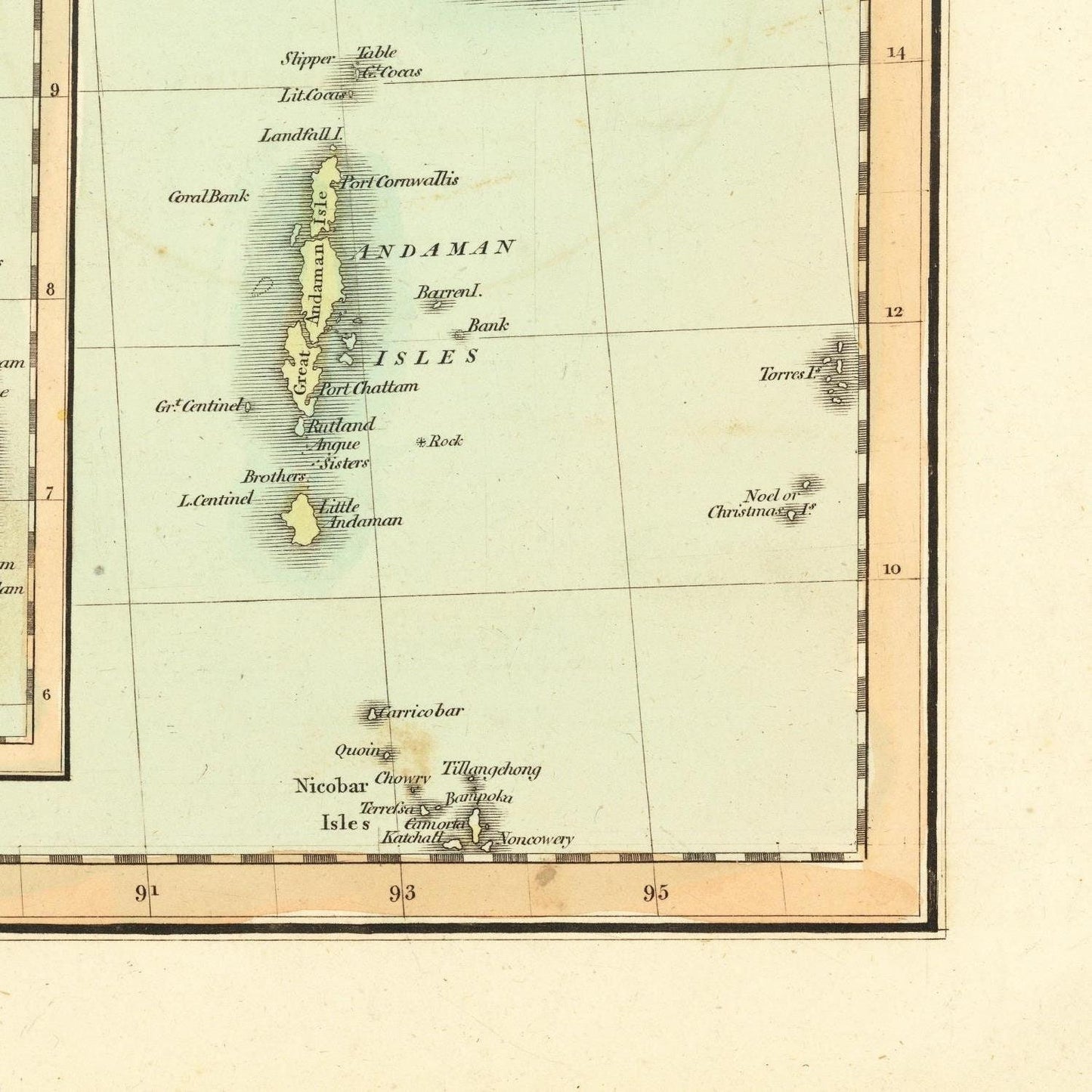 detail of the map from the bottom right corner