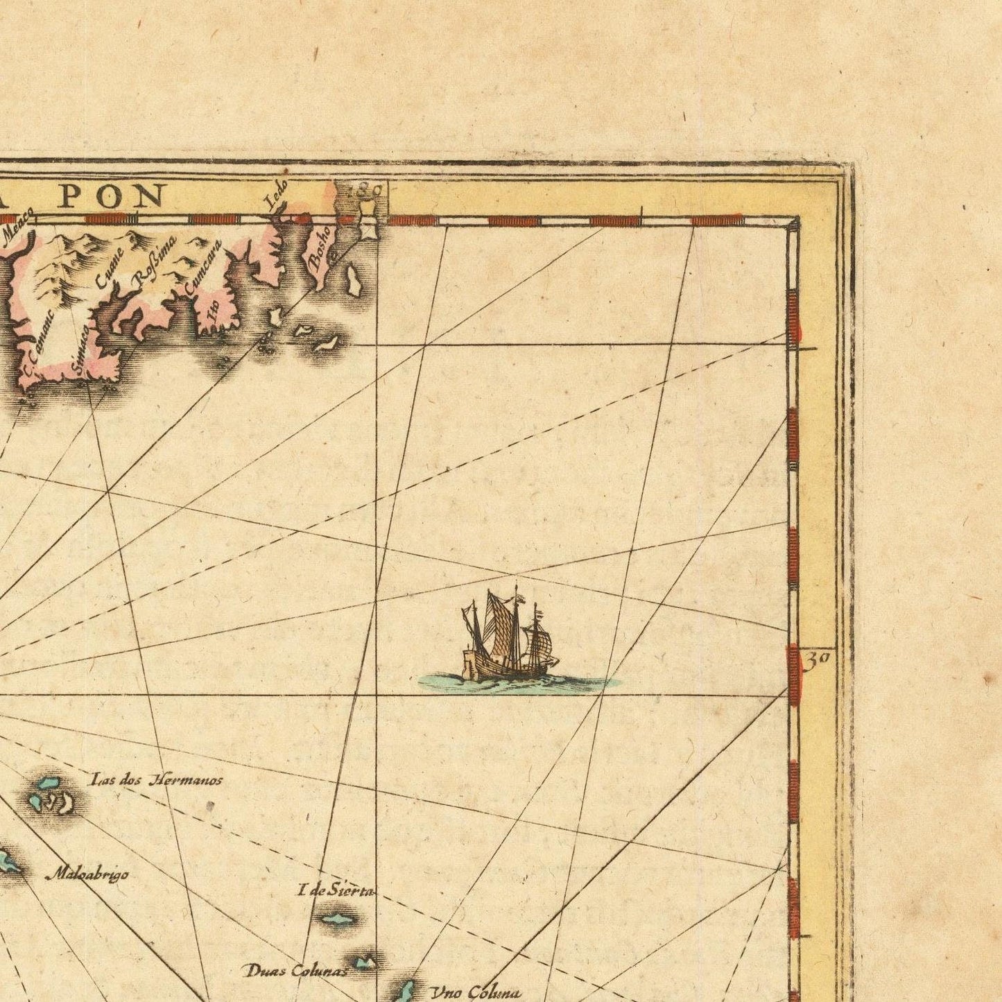 detail of the map from the top right corner