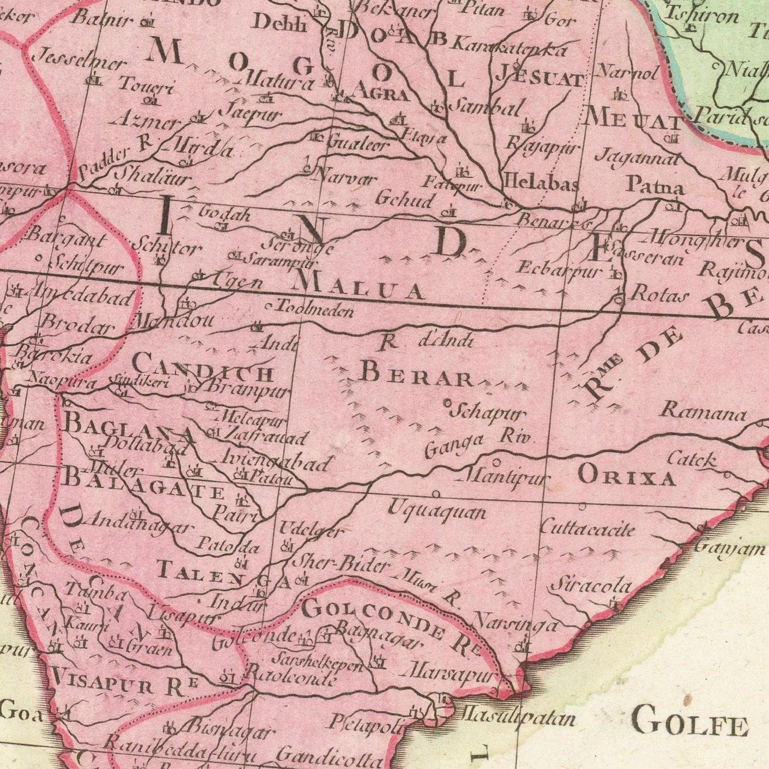 detail of the map from the centre left