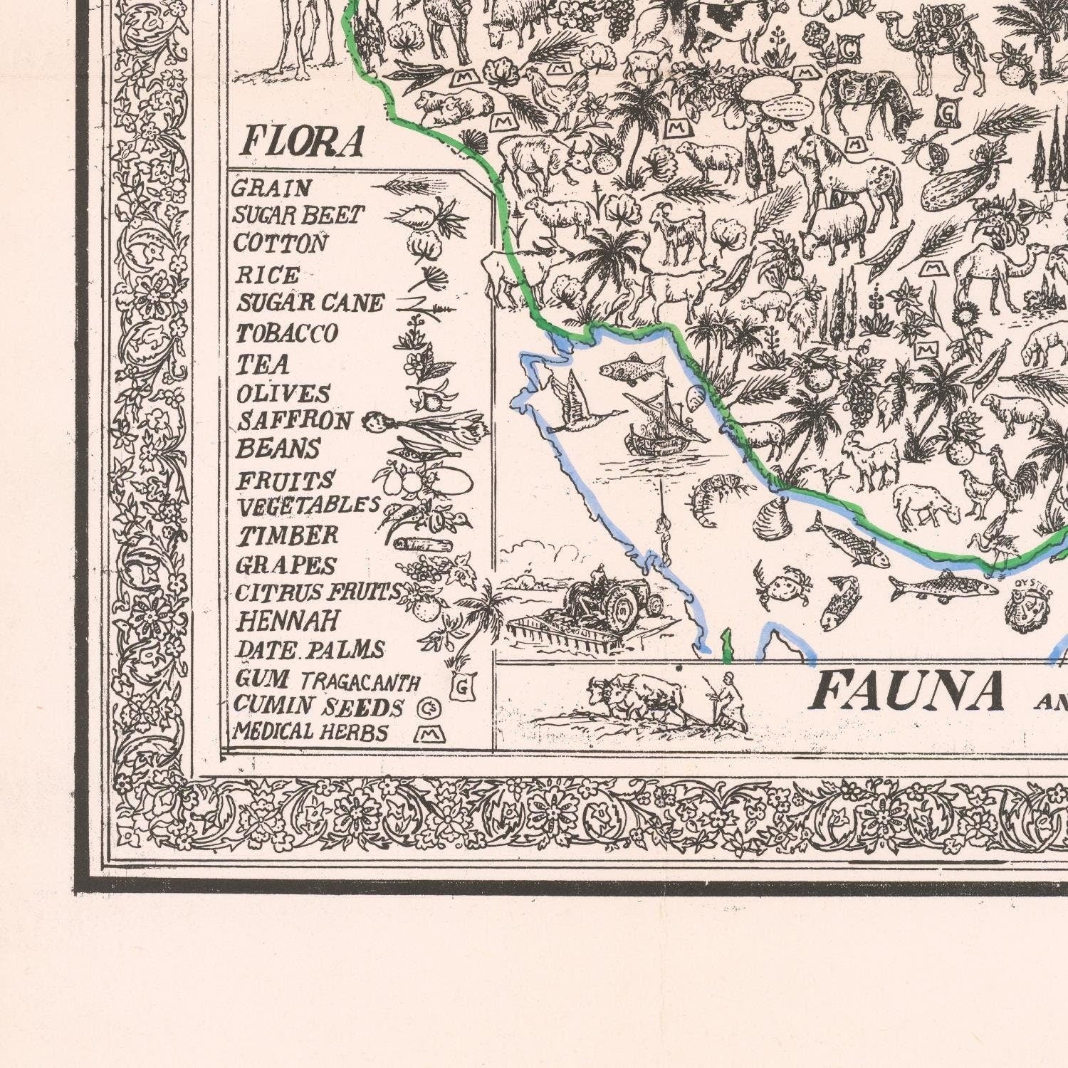 detail of the map from the bottom left corner