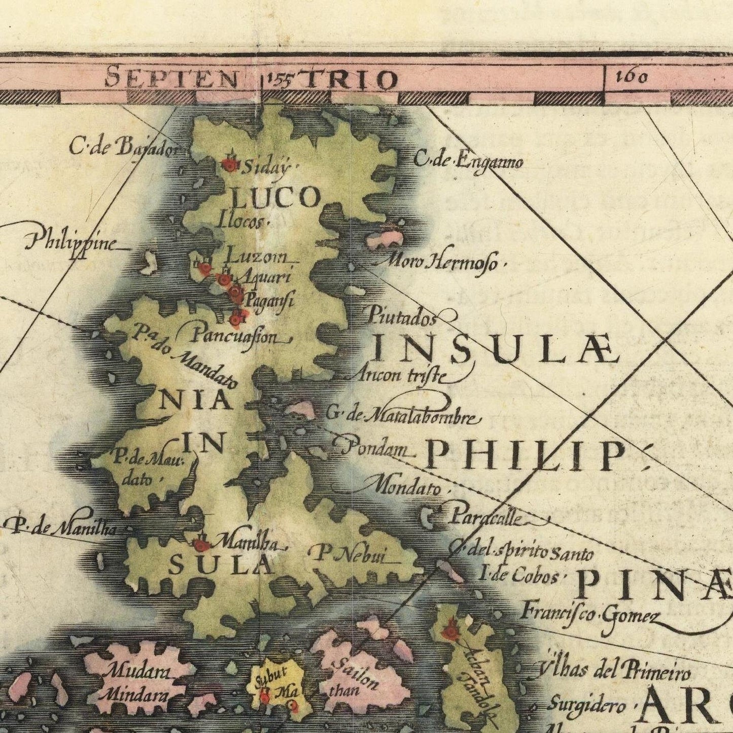 detail of the map from the centre left