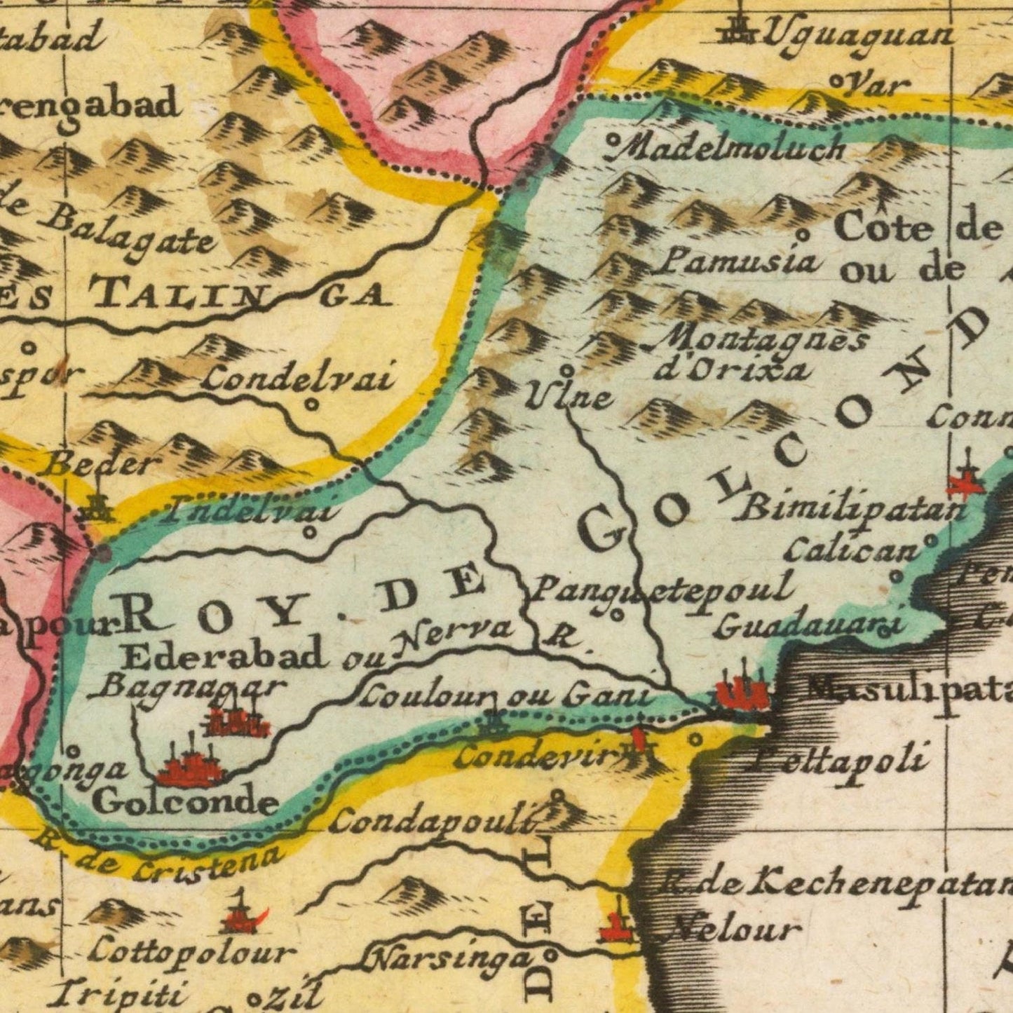 detail of the map from the centre 