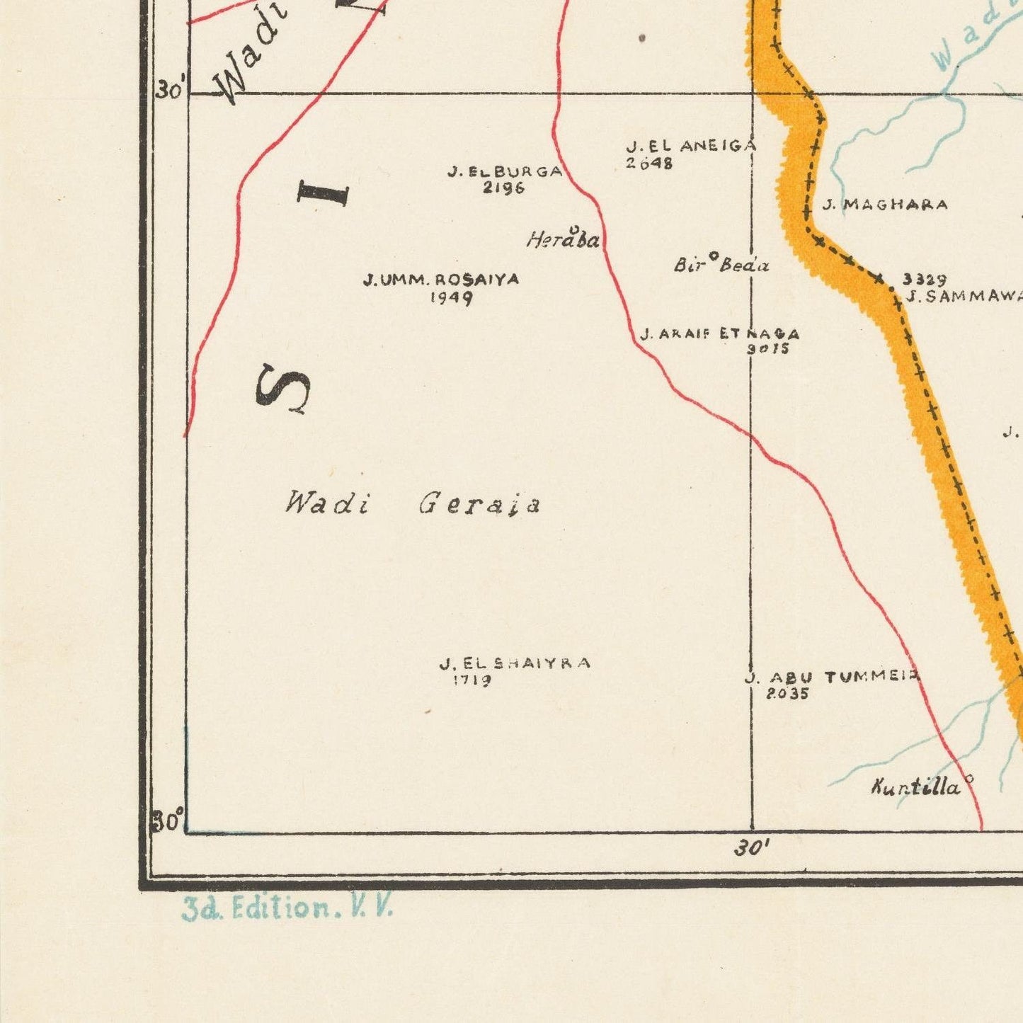 detail of the map from the bottom left corner