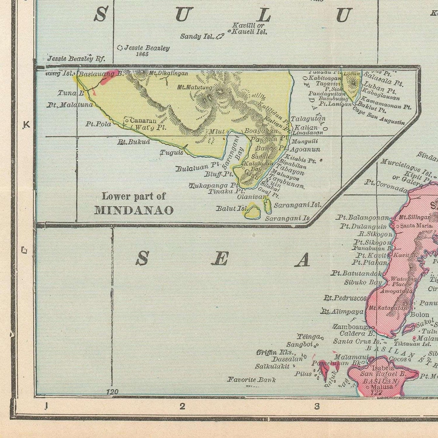 detail of the map from the bottom left corner