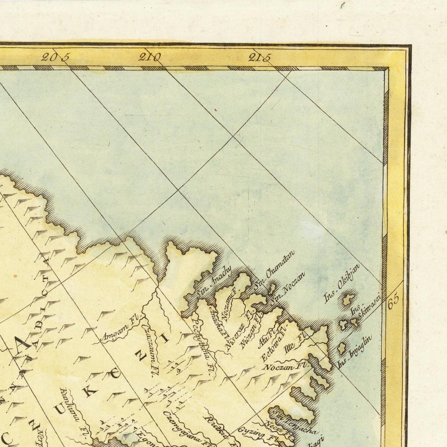 detail of the map from the bottom left corner