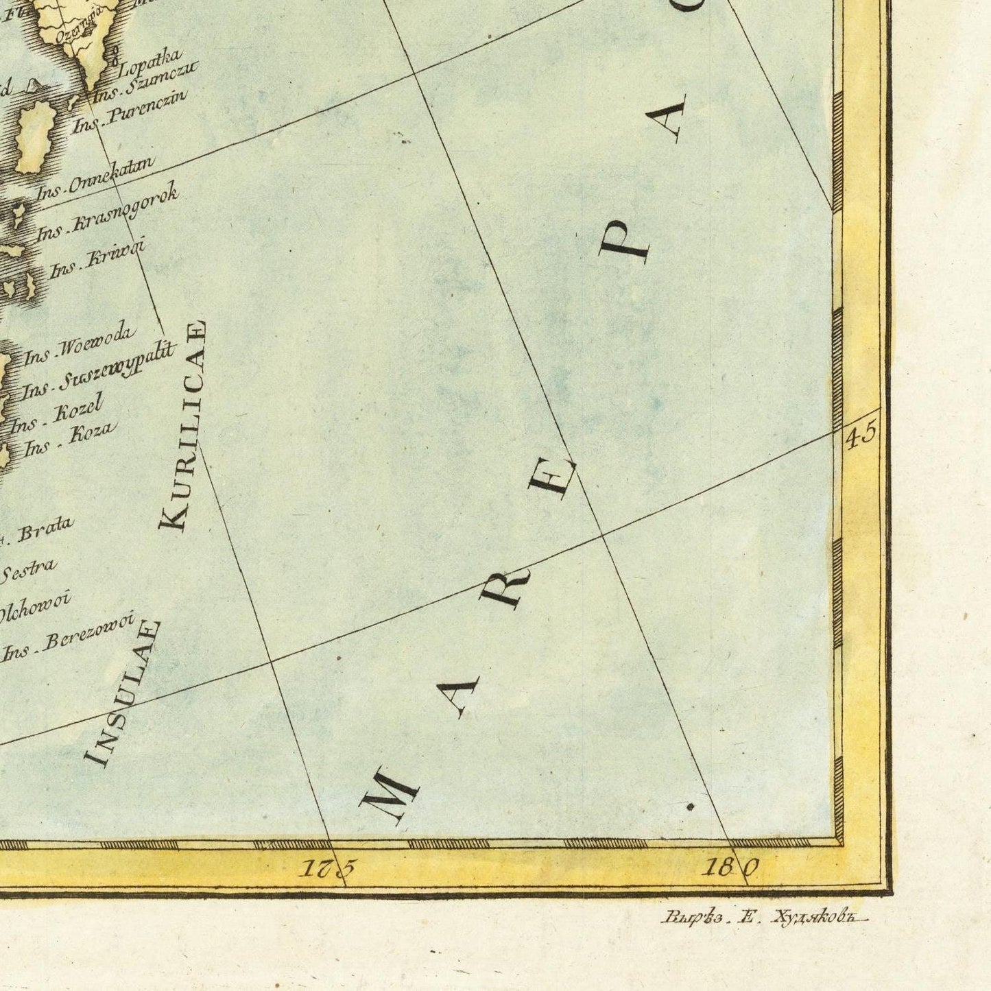 detail of the map from the bottom right corner