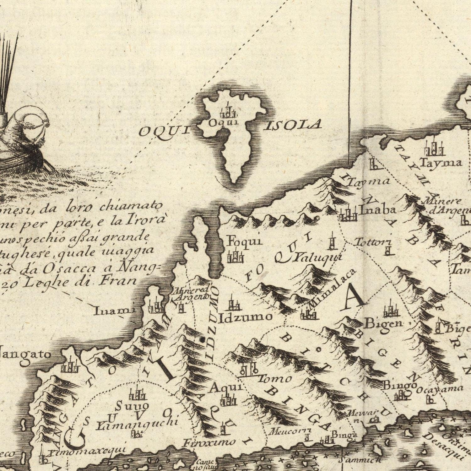 detail of the map from the centre left