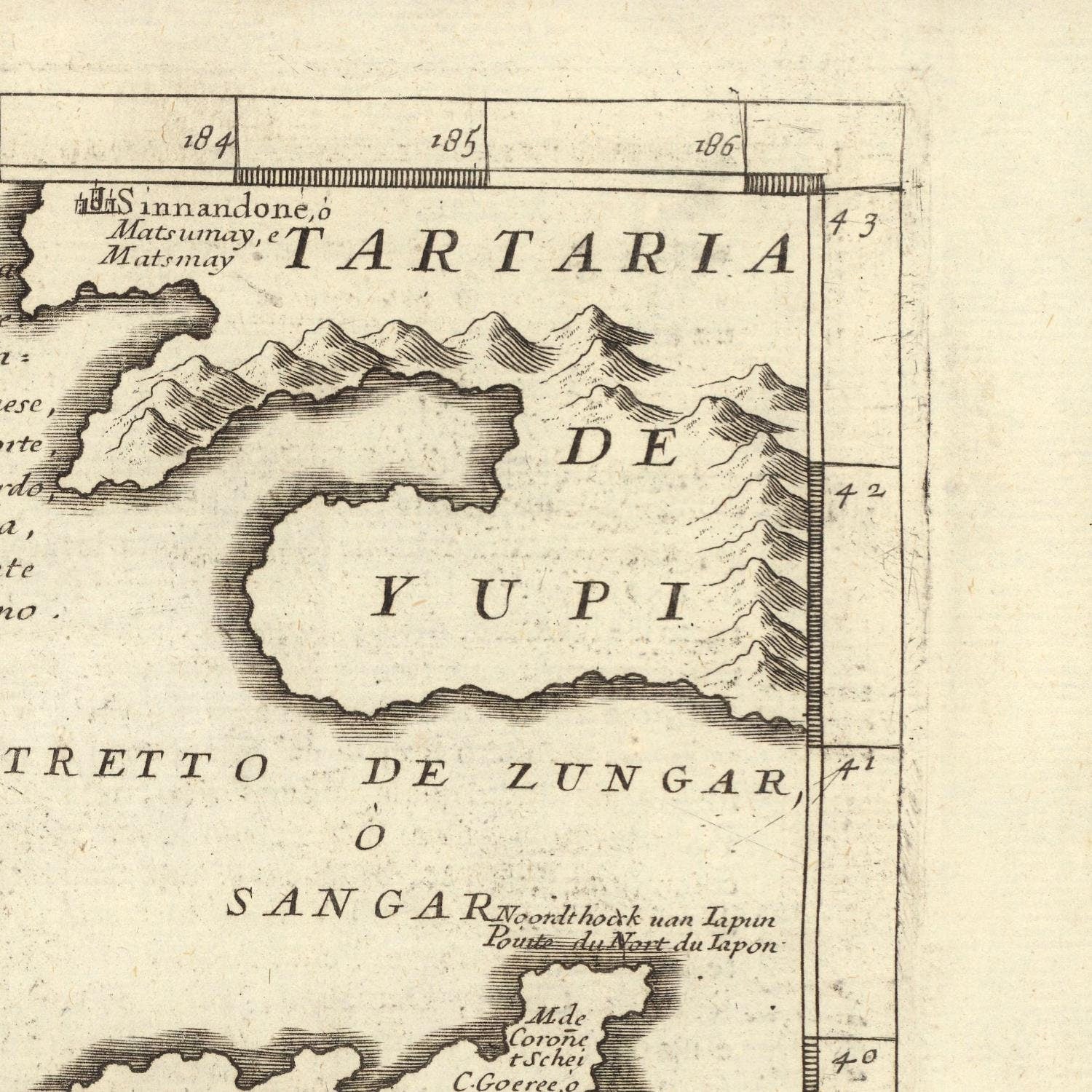 detail of the map from the top right corner