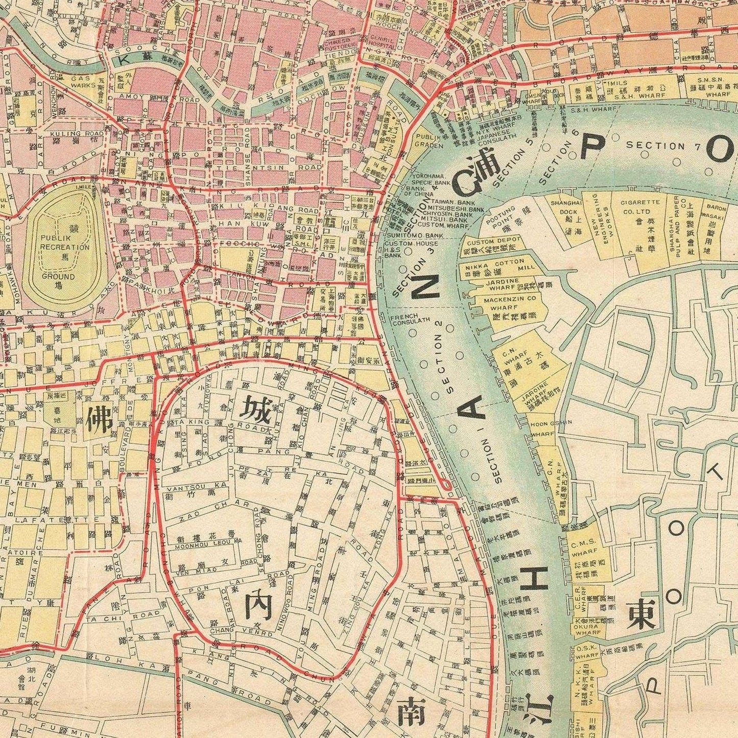 detail of the map from the centre 