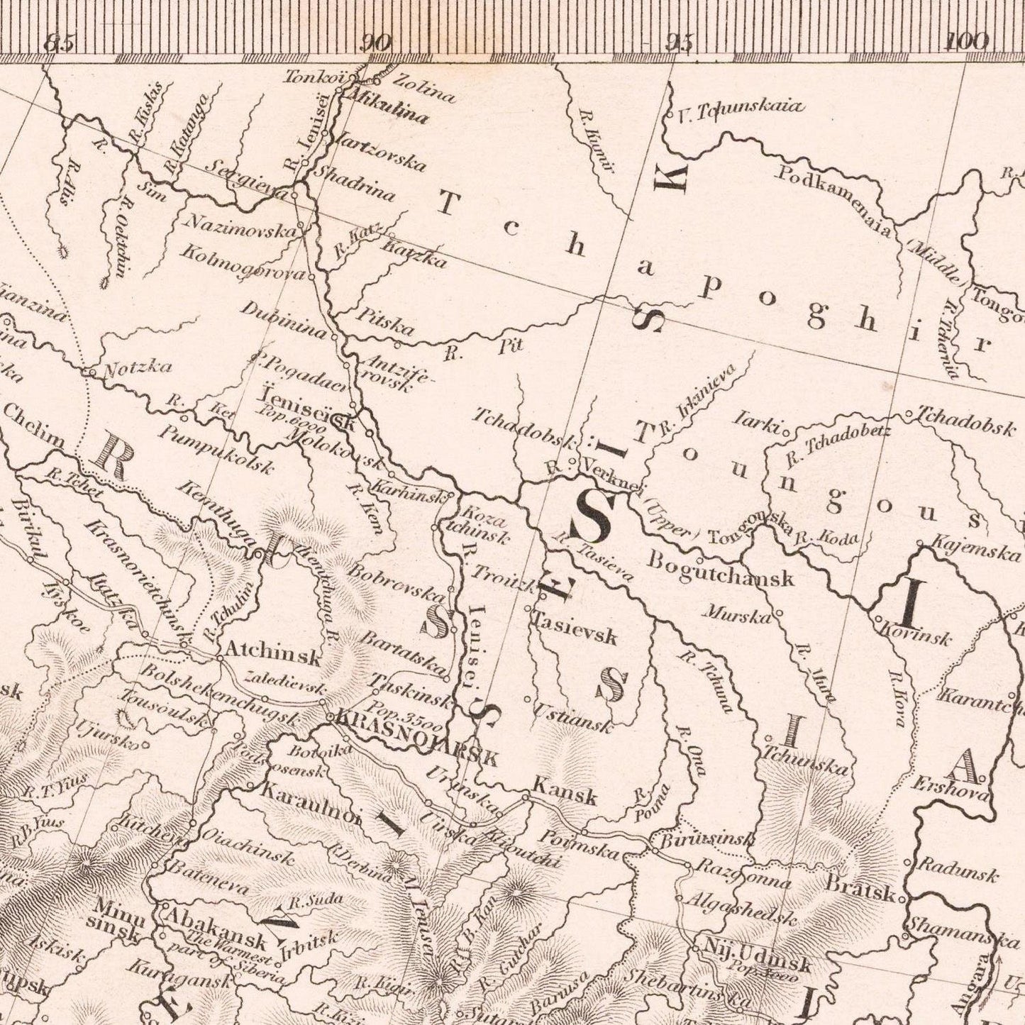 detail of the map from the centre left