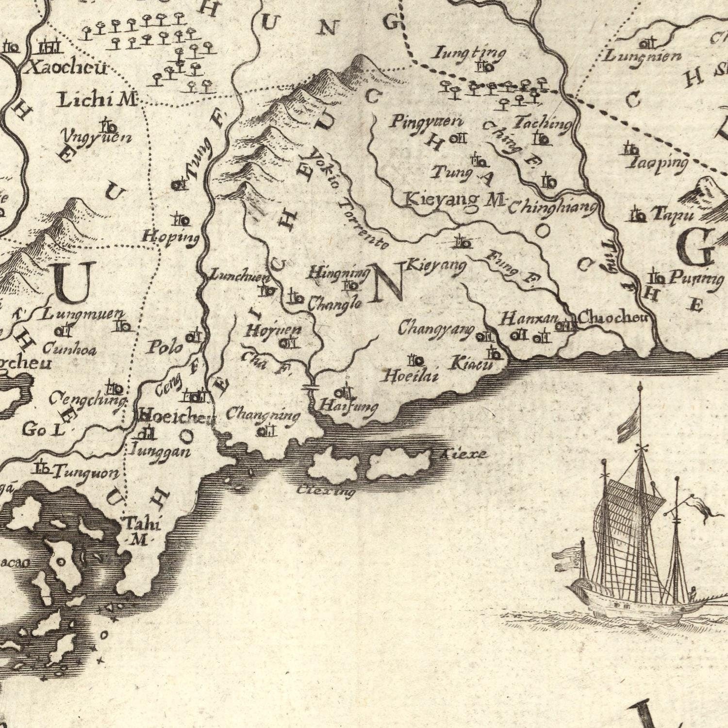 detail of the map from the centre 