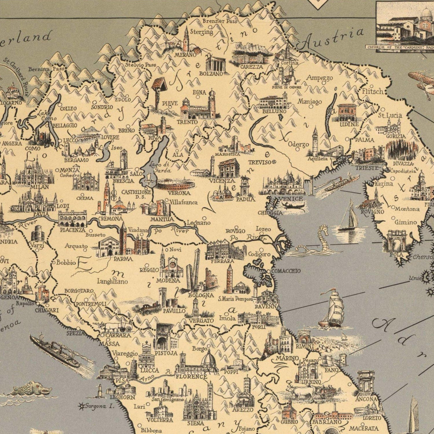 detail of the map from the centre 