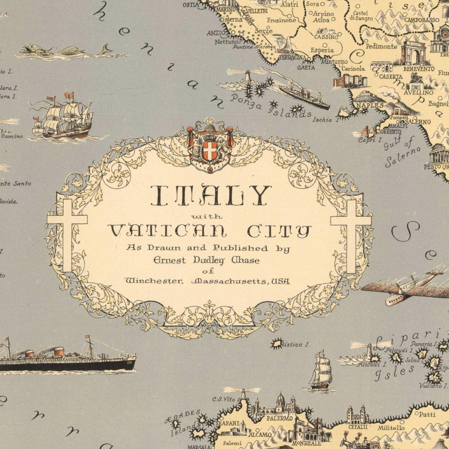 detail of the map from the centre left