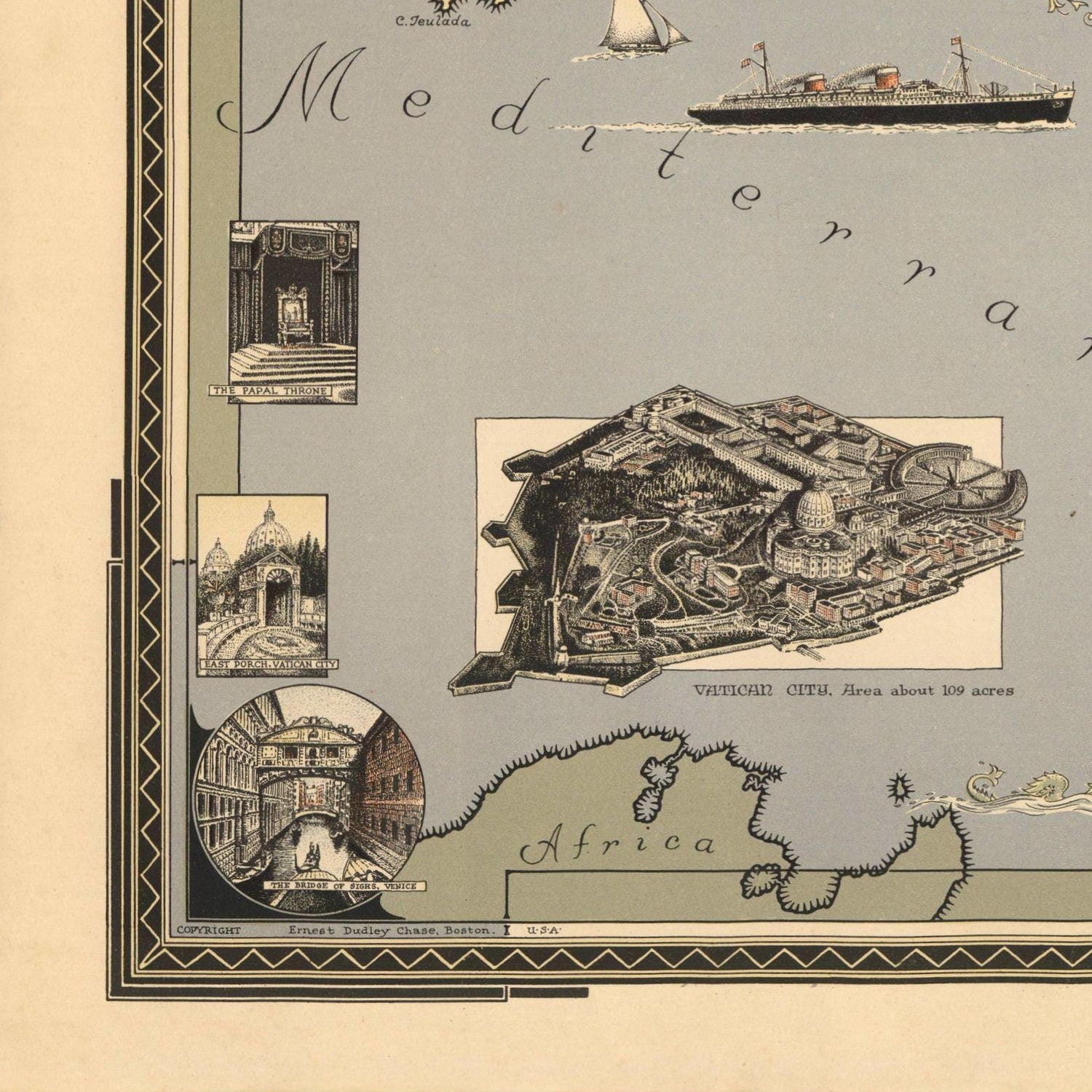 detail of the map from the bottom left corner