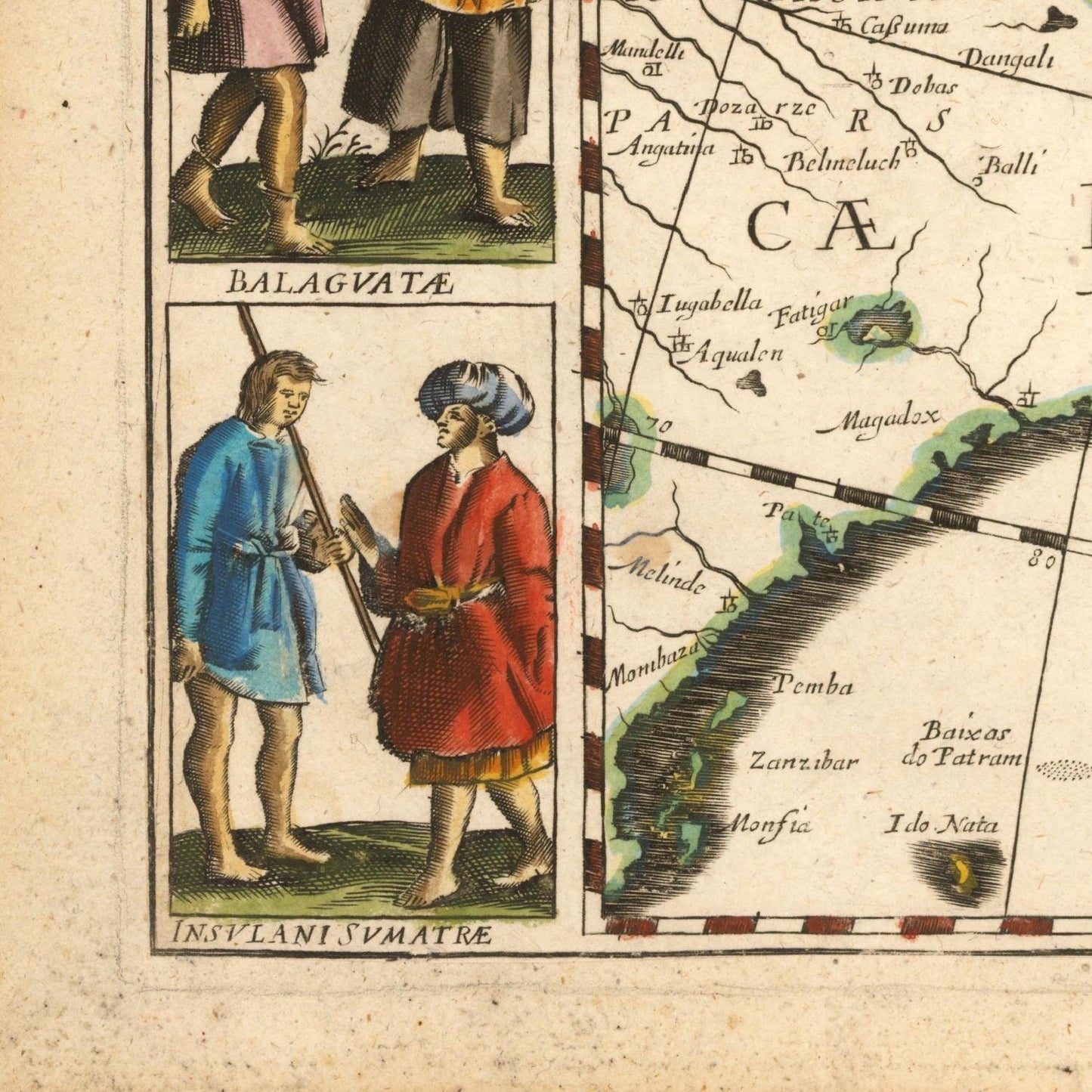 detail of the map from the bottom left corner