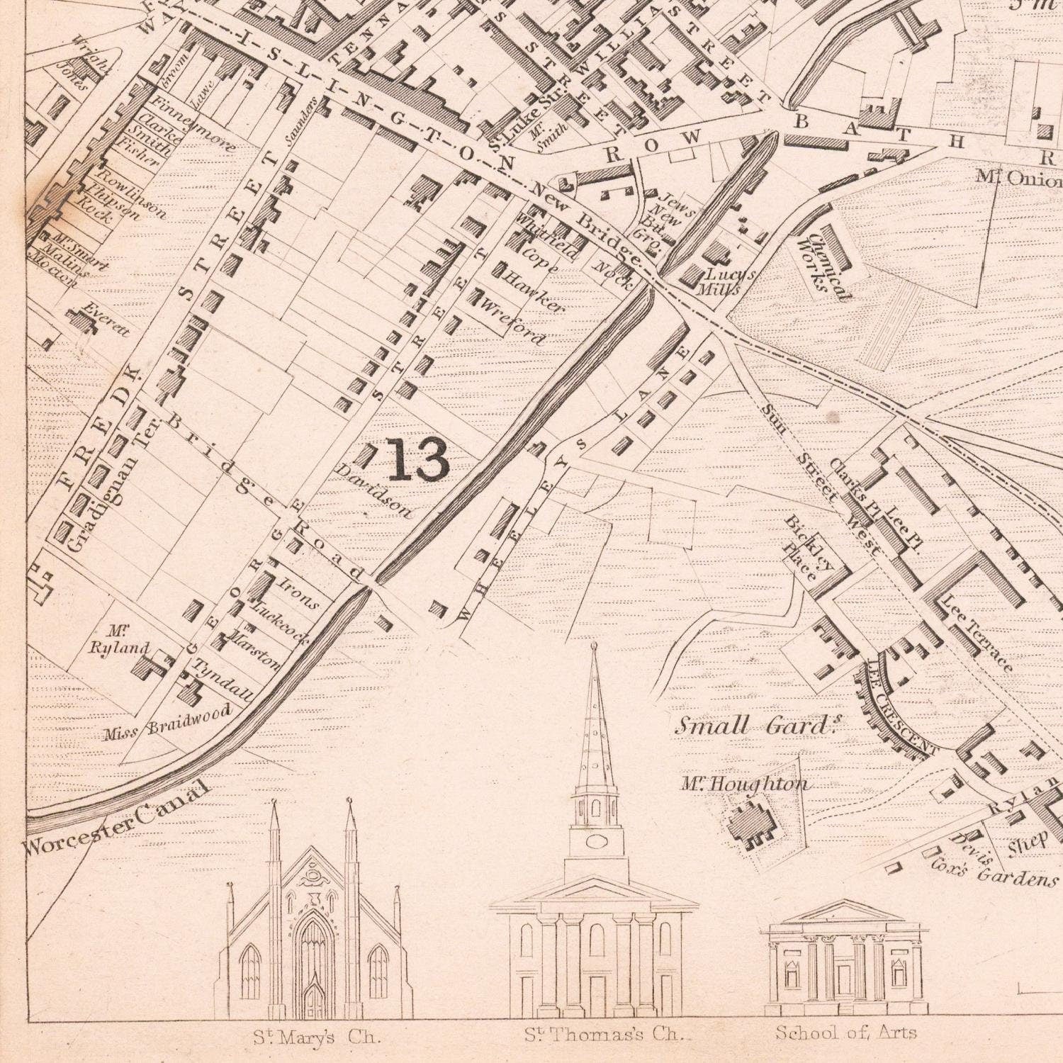 detail of the map from the bottom left corner