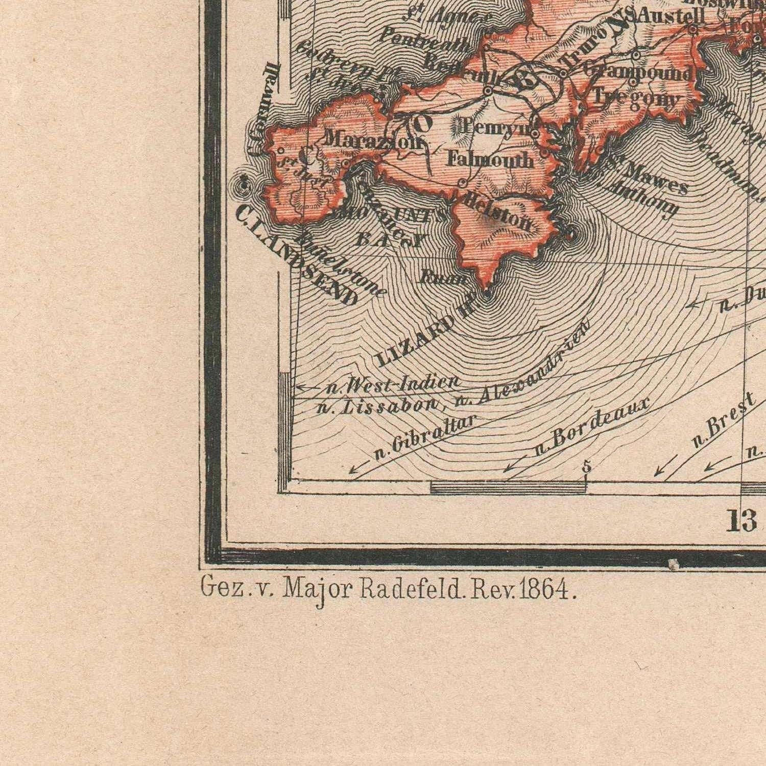 detail of the map from the bottom left corner