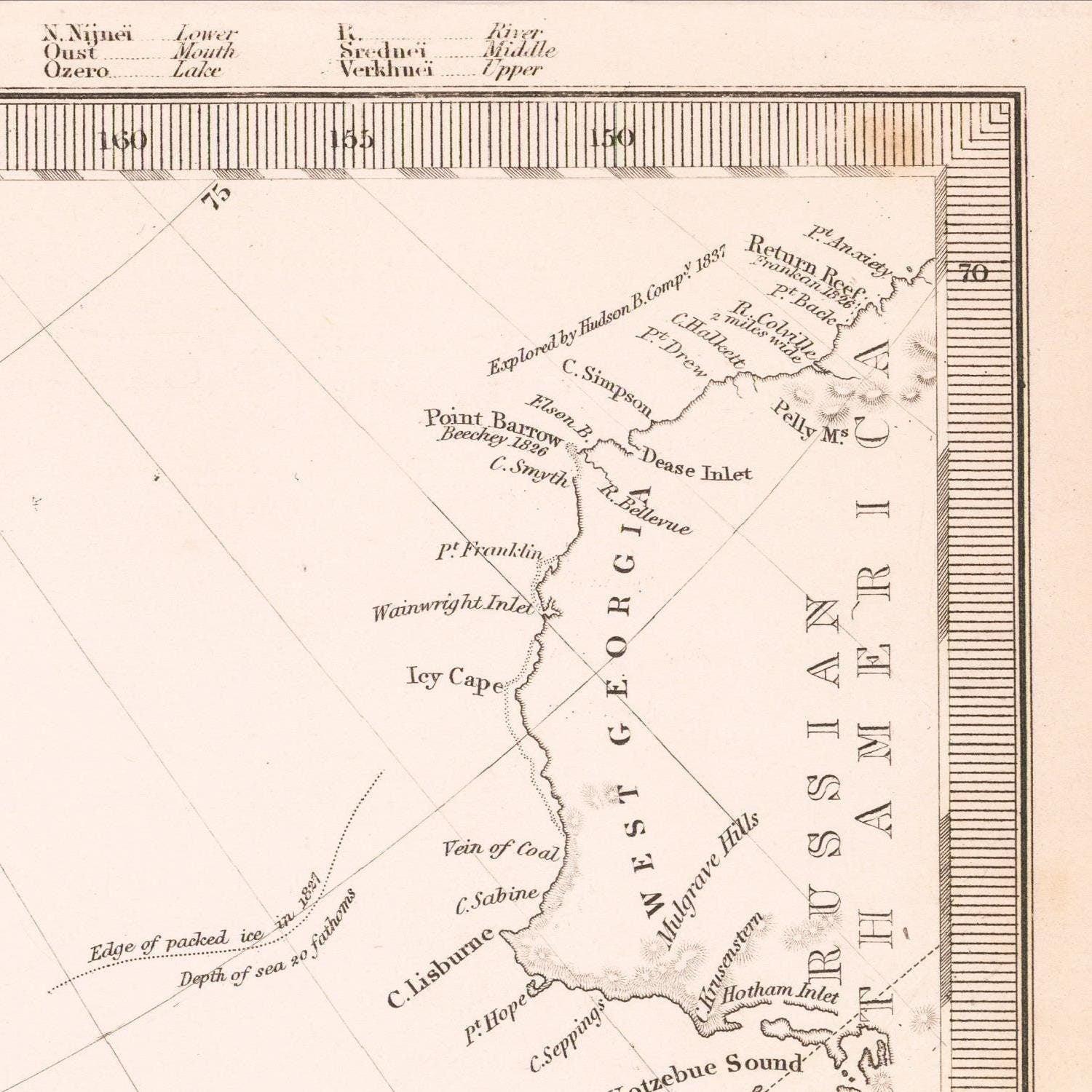 detail of the map from the top right corner