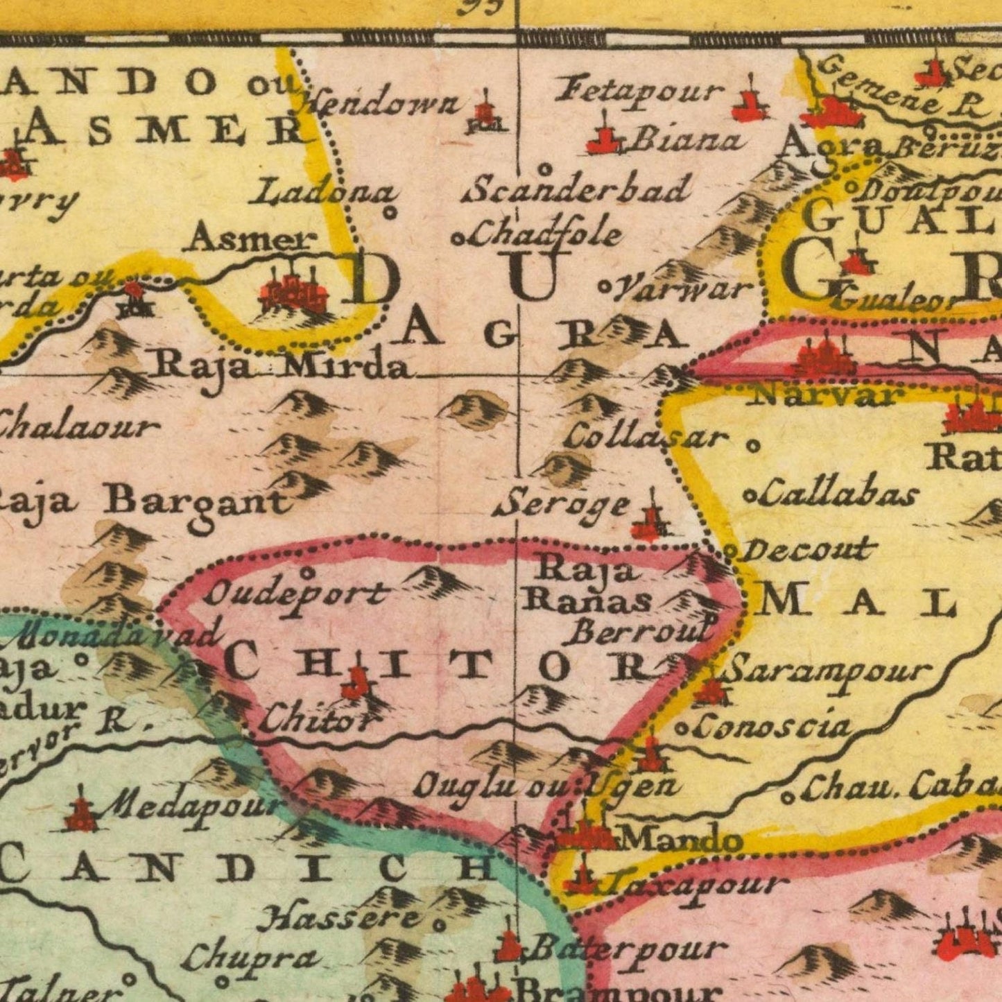 detail of the map from the centre left