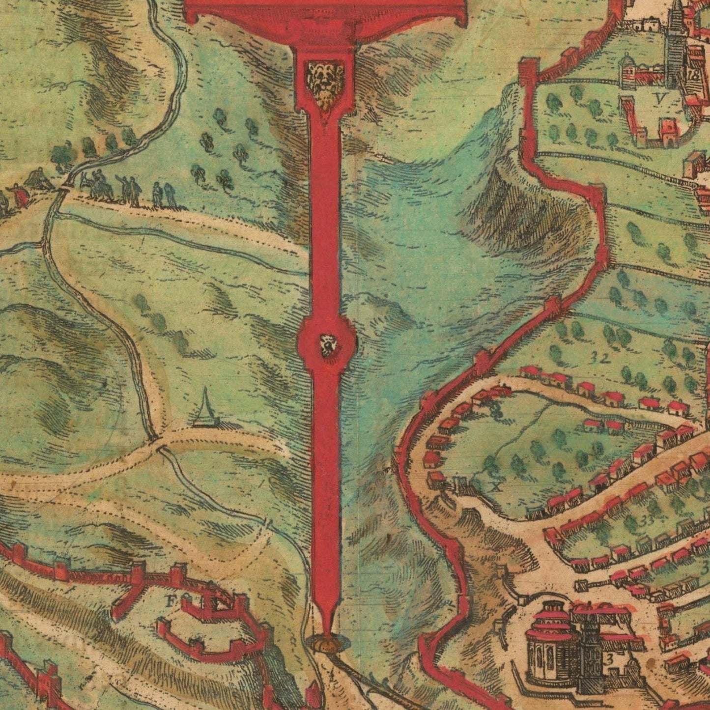 detail of the map from the centre 