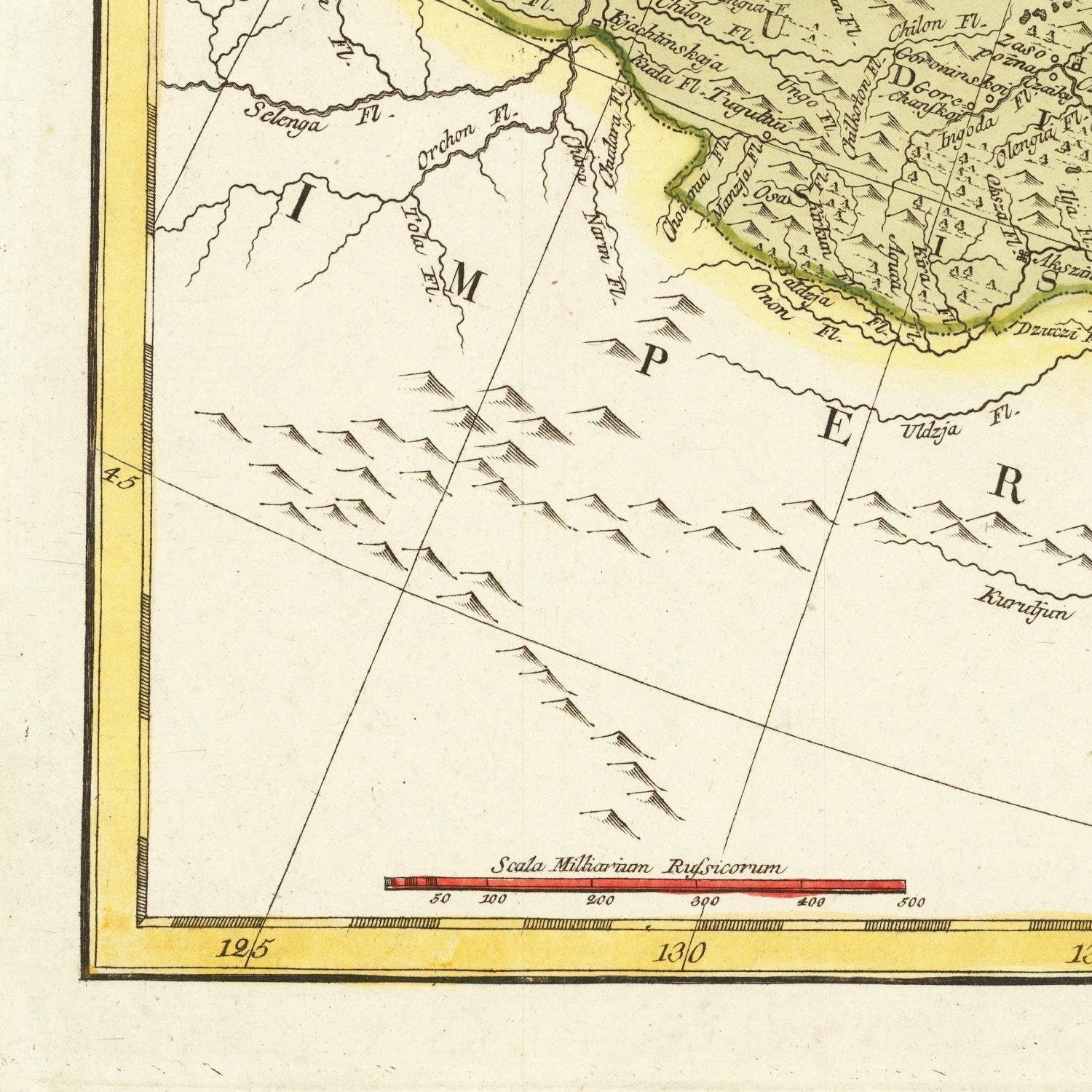 detail of the map from the bottom left corner