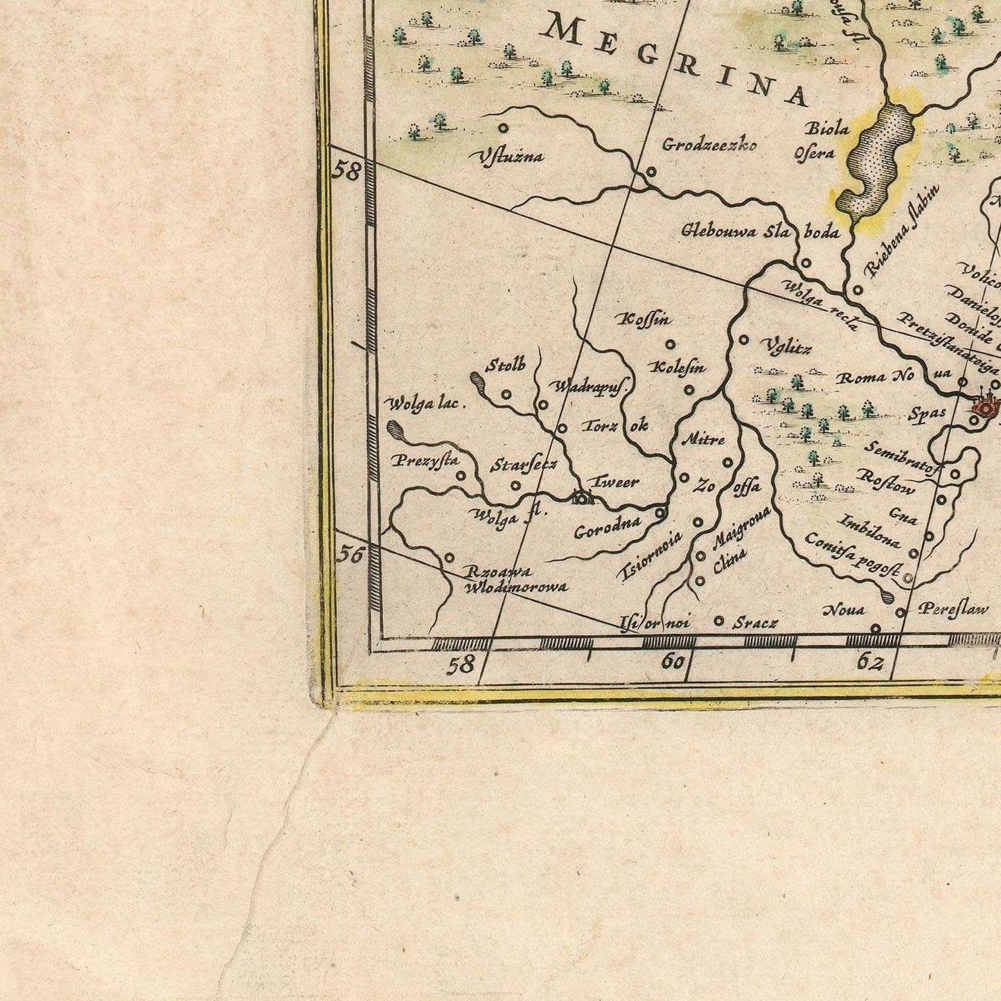 detail of the map from the bottom left corner