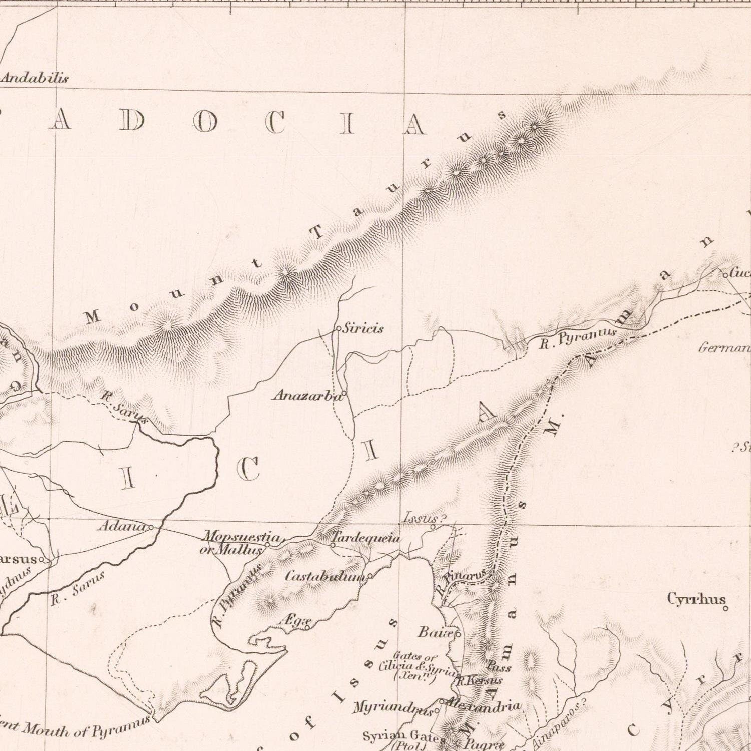 detail of the map from the centre left