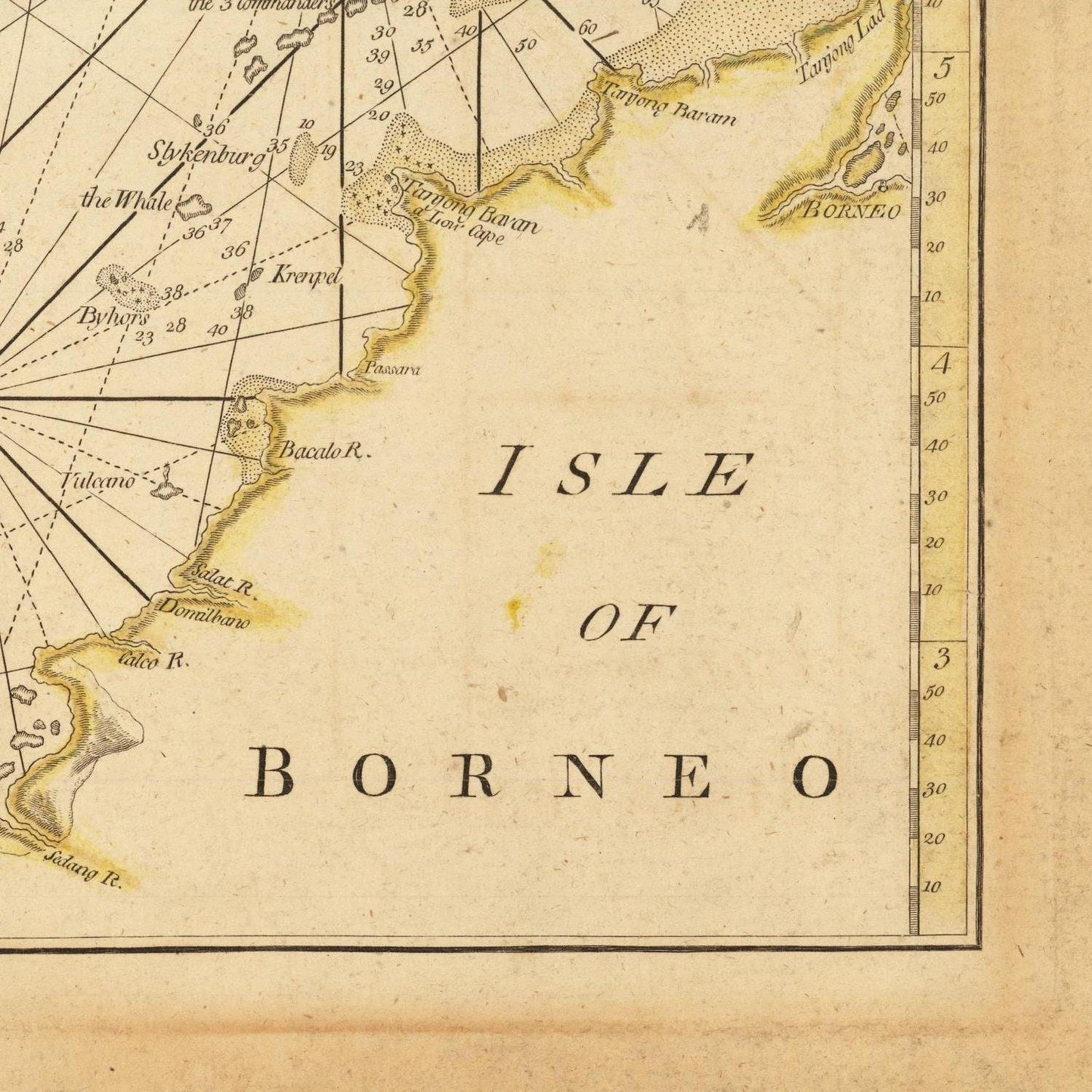 detail of the map from the bottom right corner