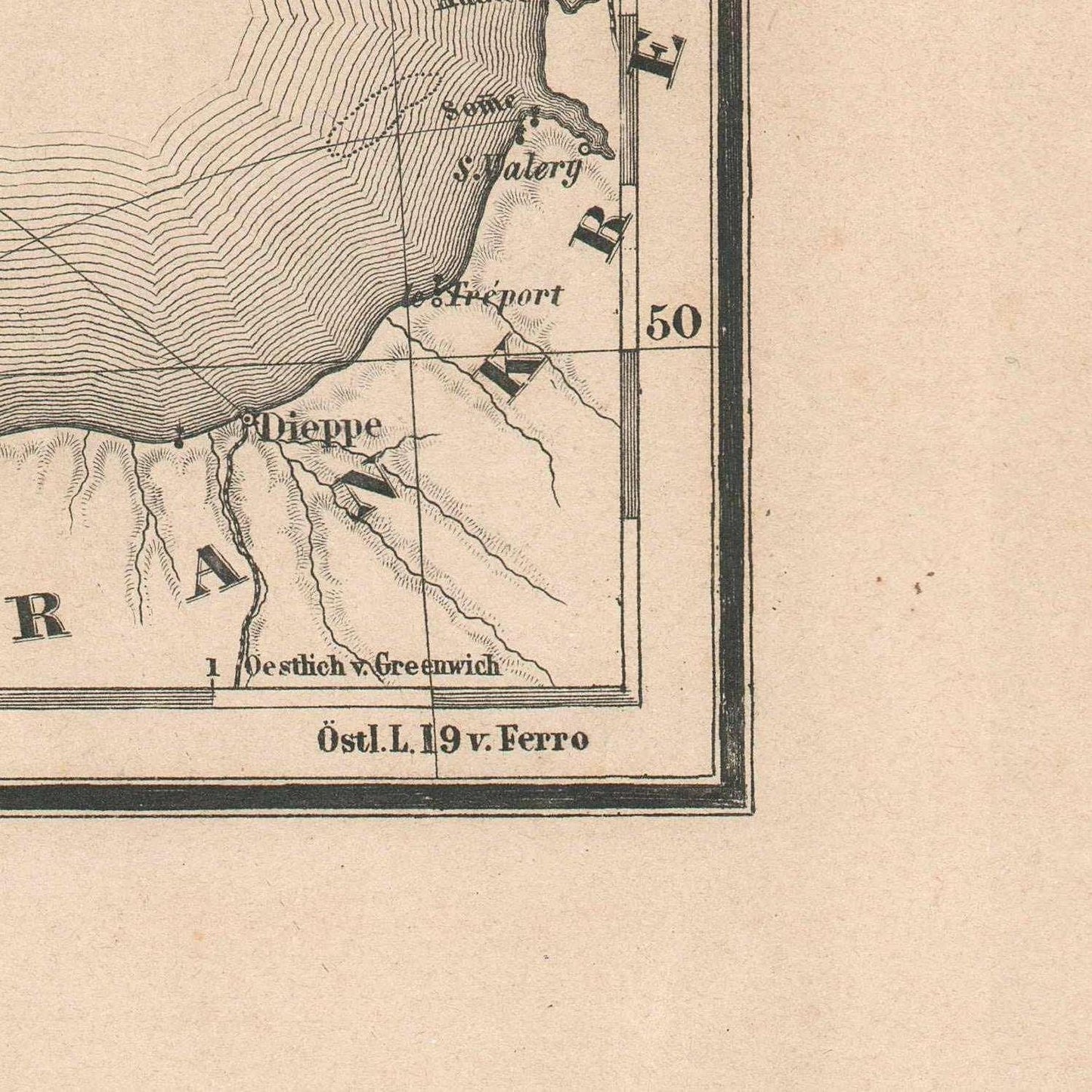 detail of the map from the bottom right corner