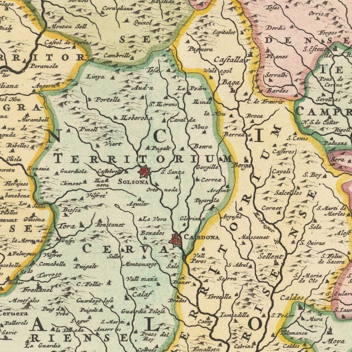 detail of the map from the centre 