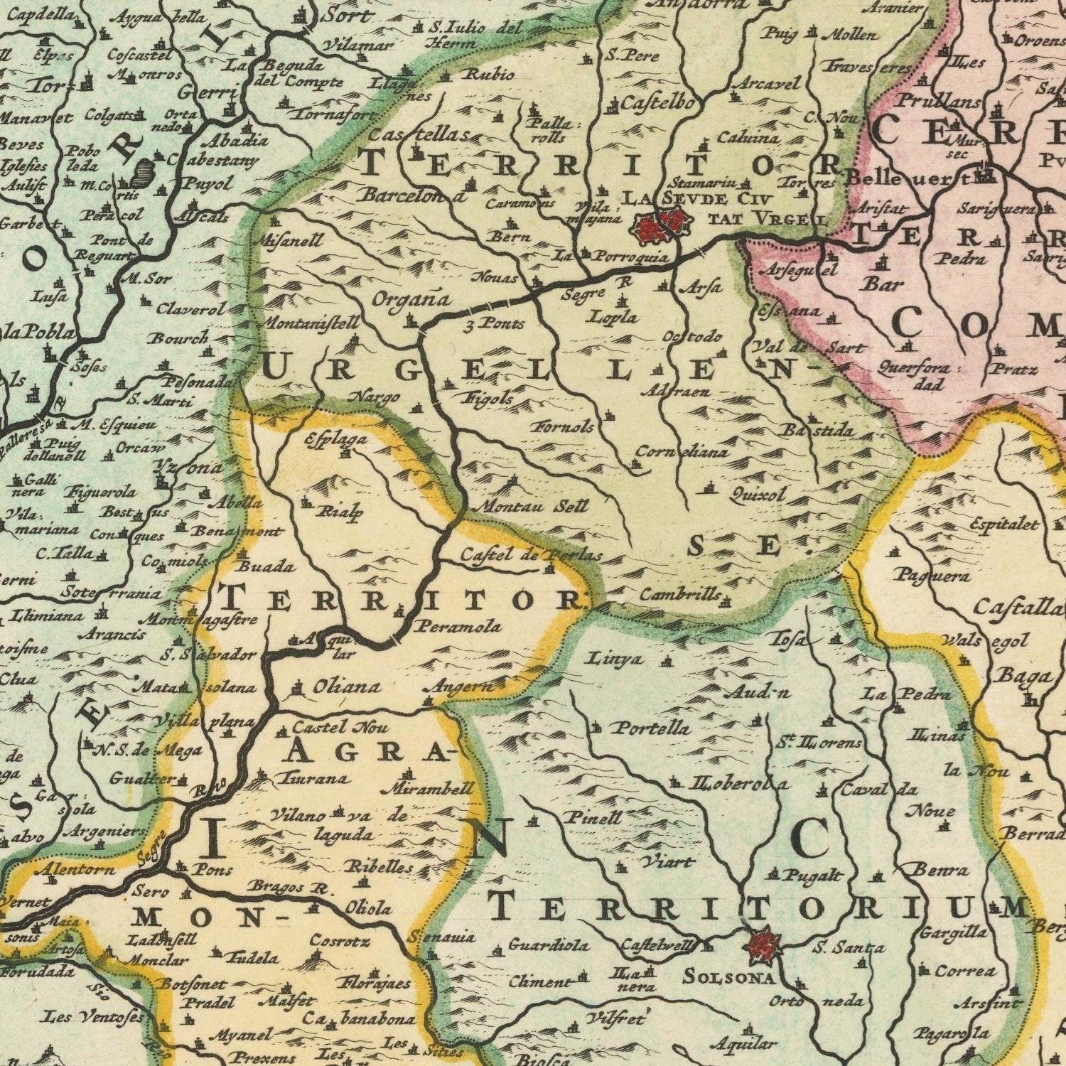 detail of the map from the centre left