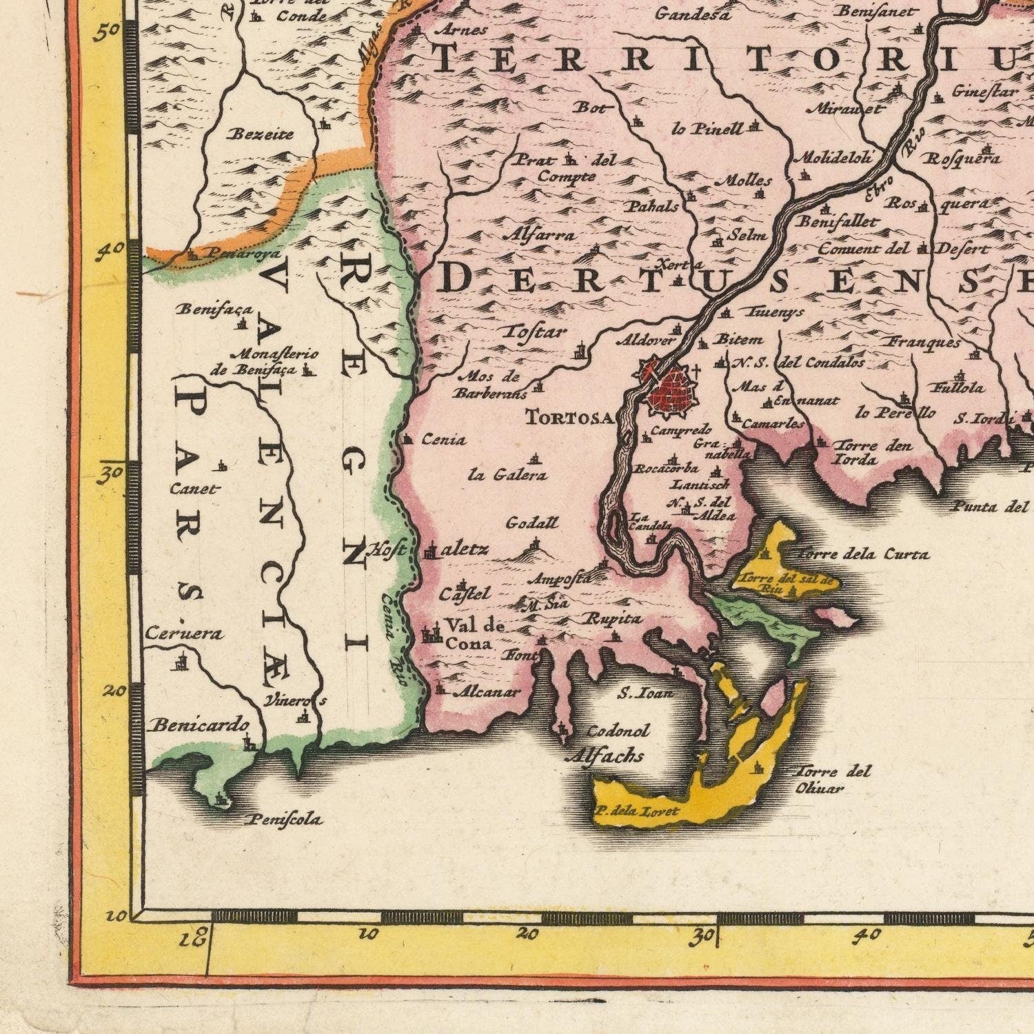 detail of the map from the bottom left corner