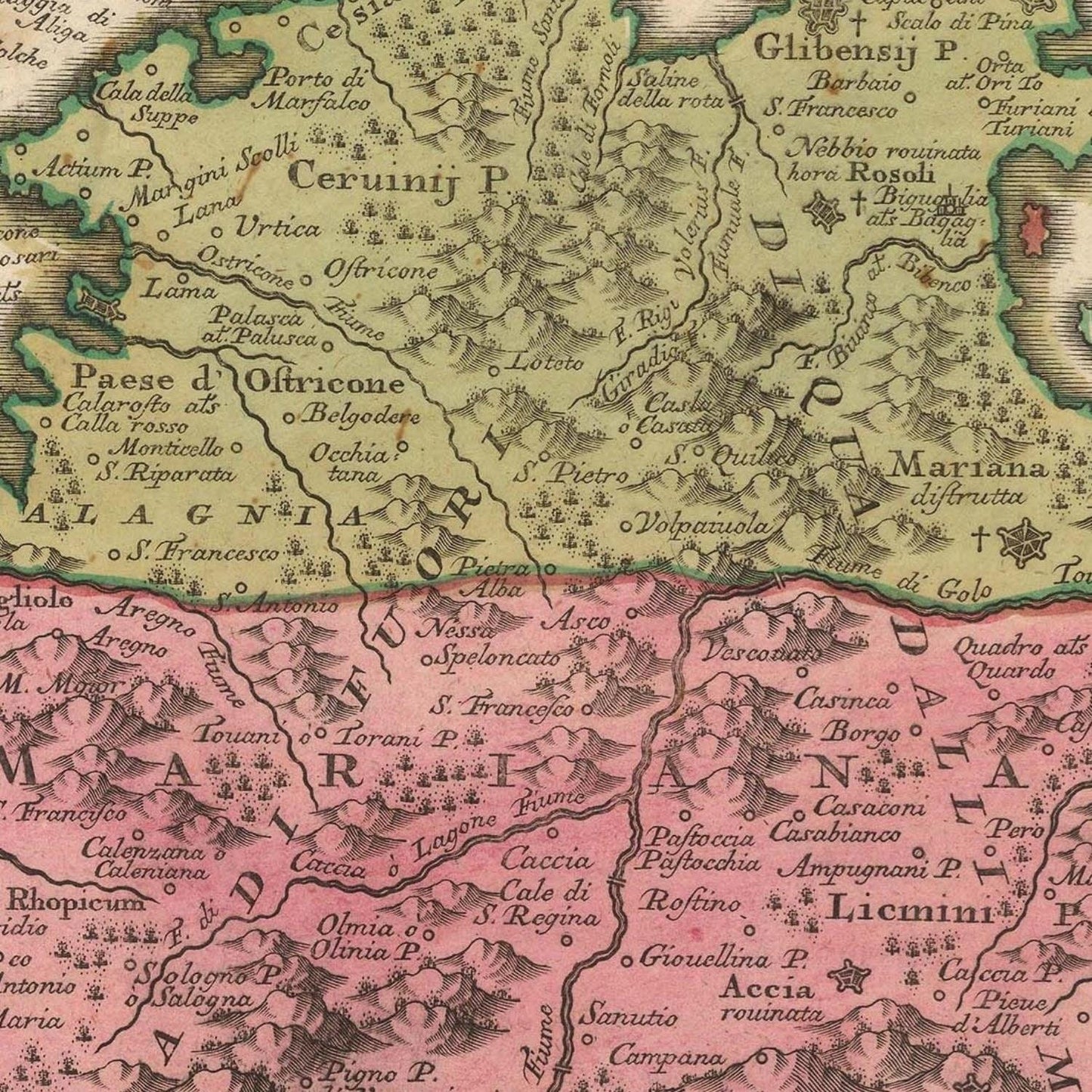 detail of the map from the centre left