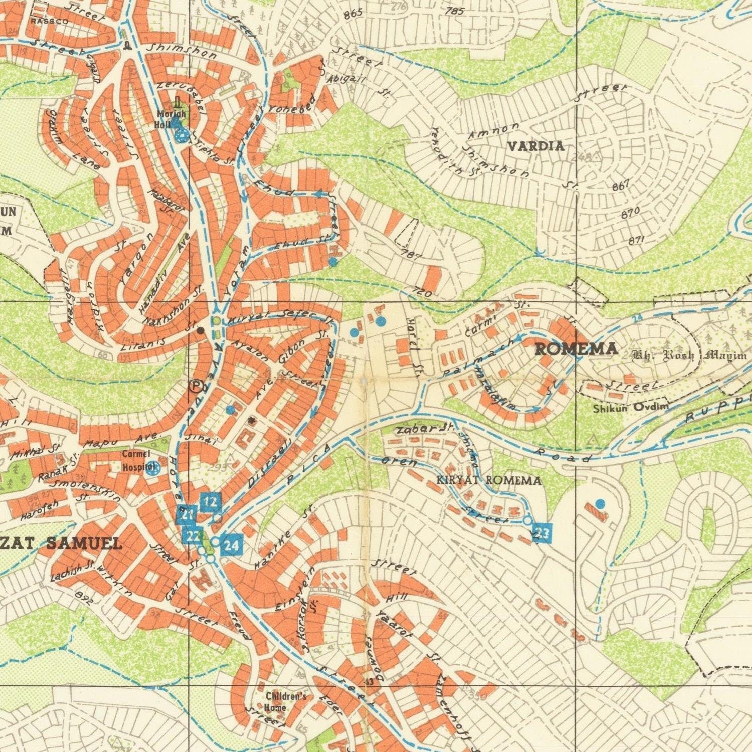 detail of the map from the centre 