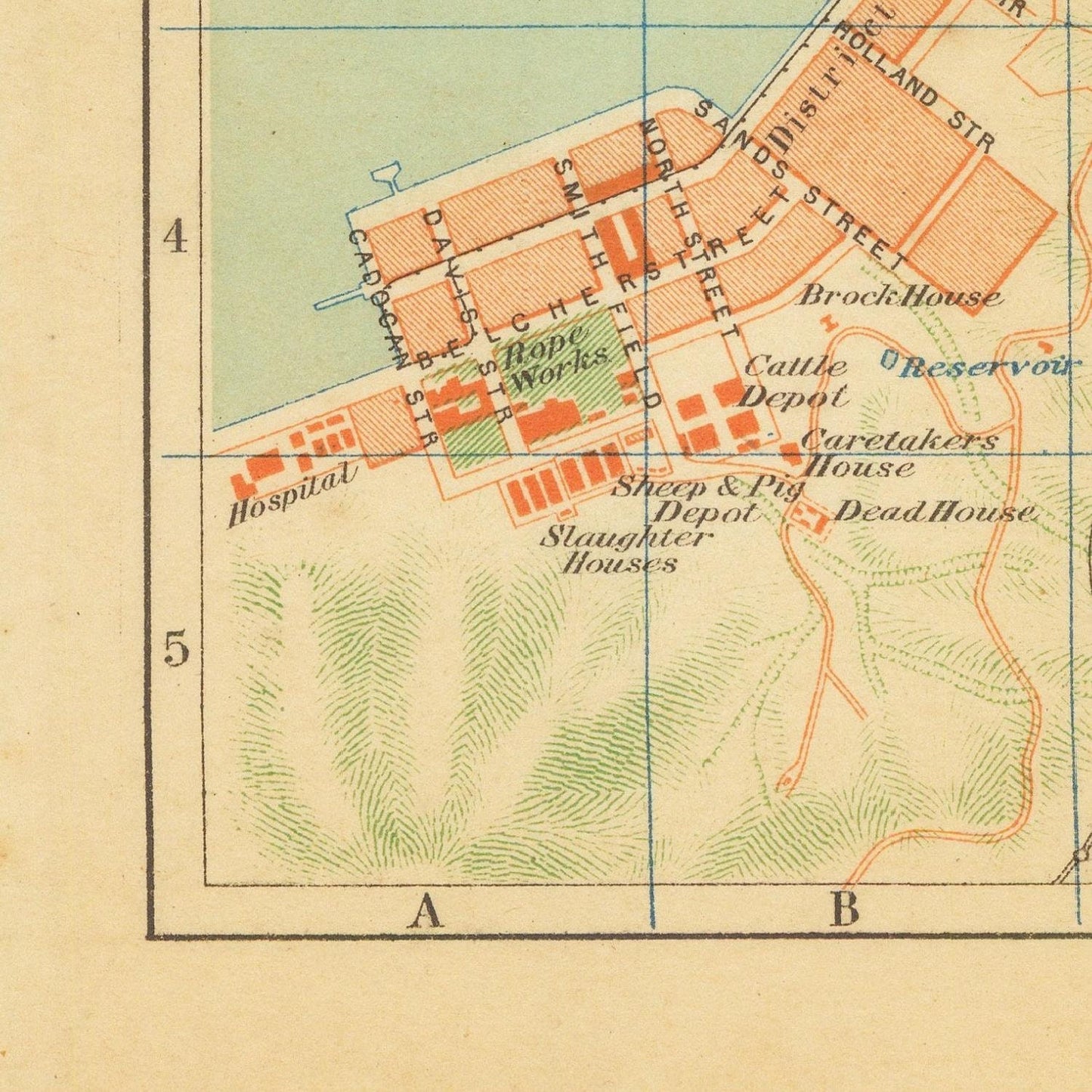 detail of the map from the bottom left corner