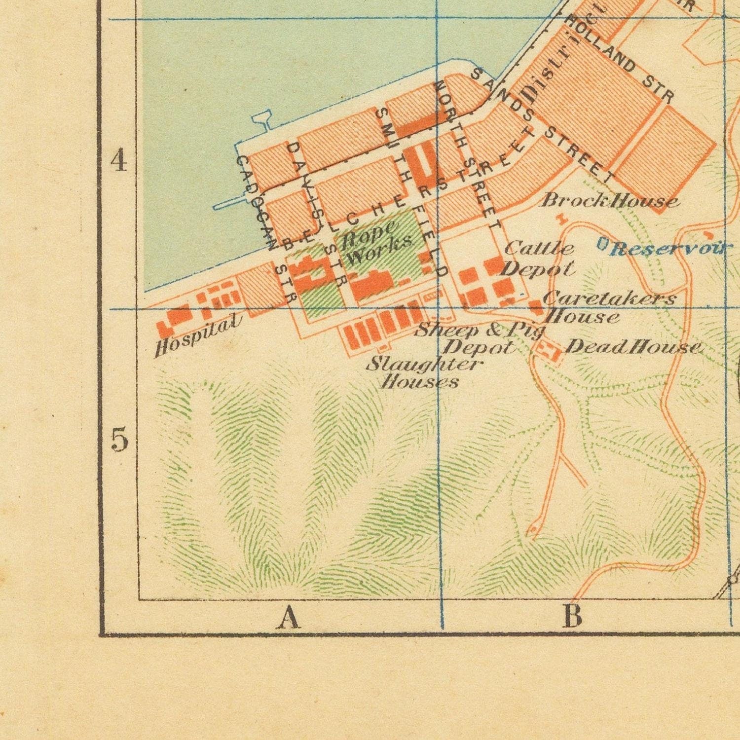 detail of the map from the bottom left corner