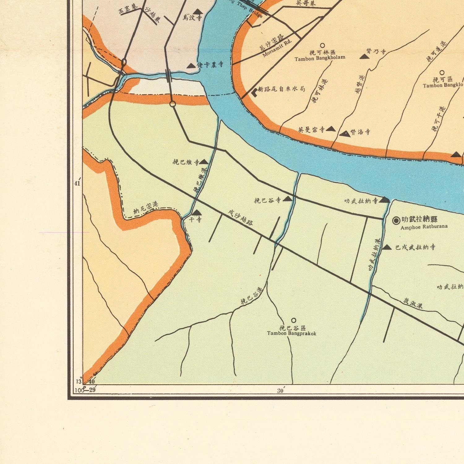 detail of the map from the bottom left corner