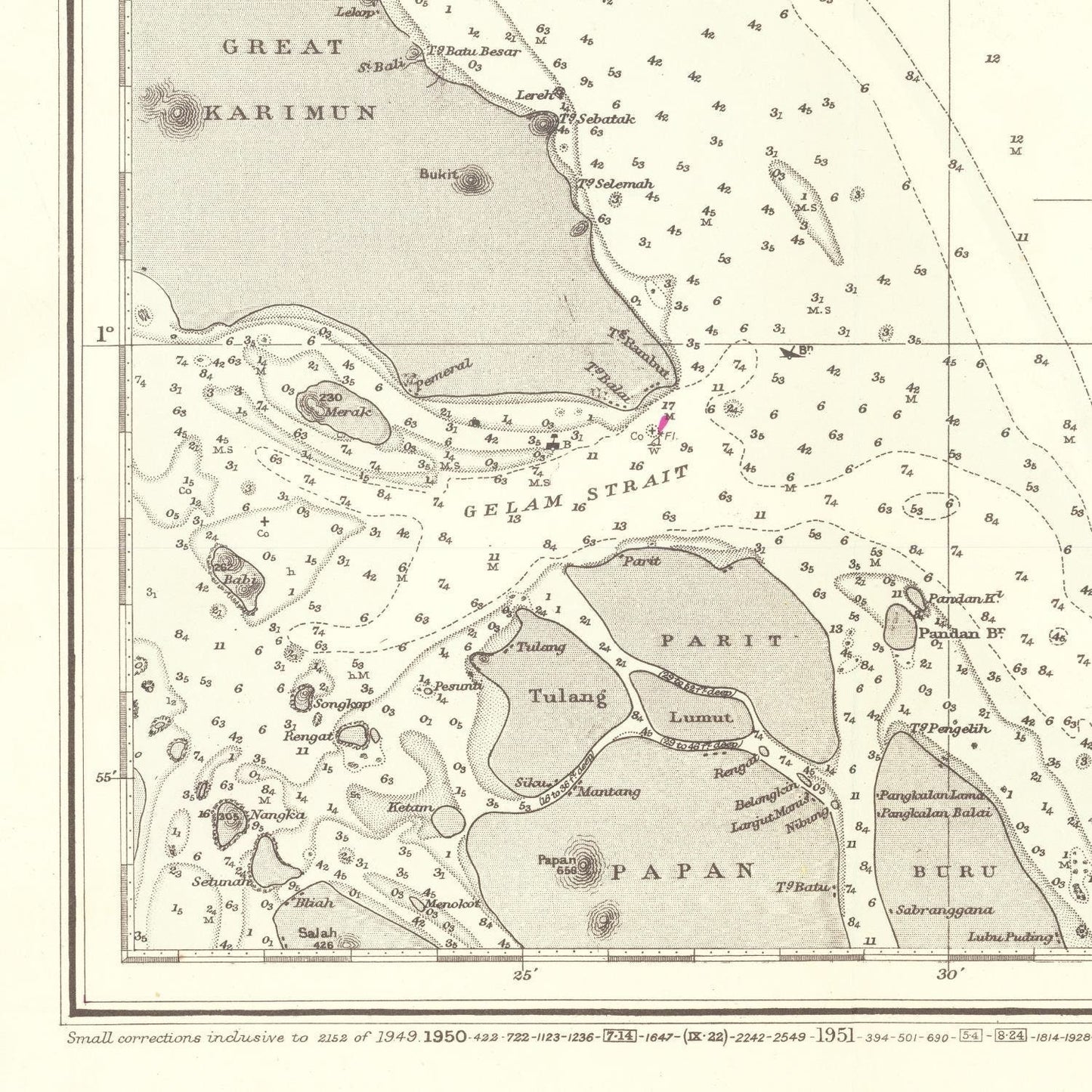 detail of the map from the bottom left corner