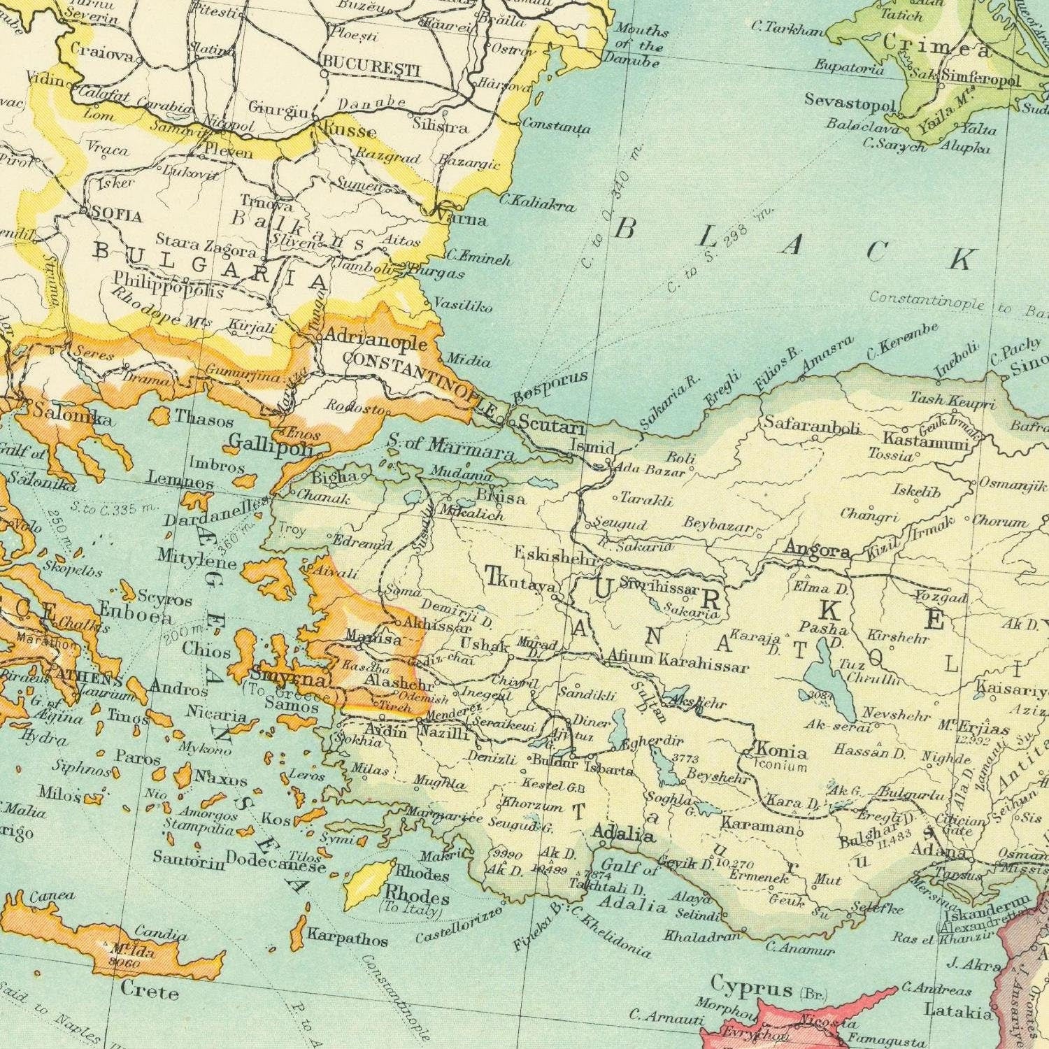 detail of the map from the centre left