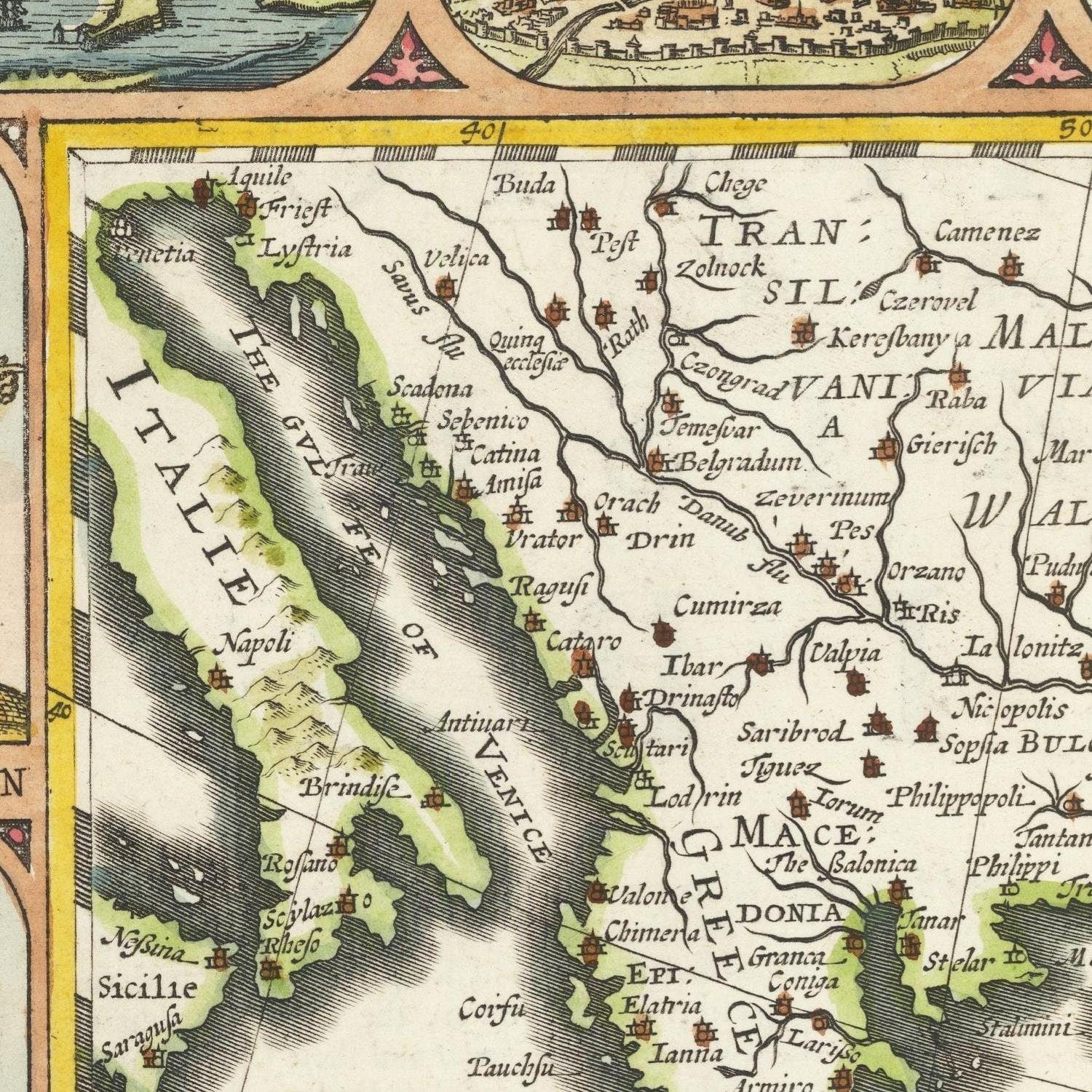 detail of the map from the centre left