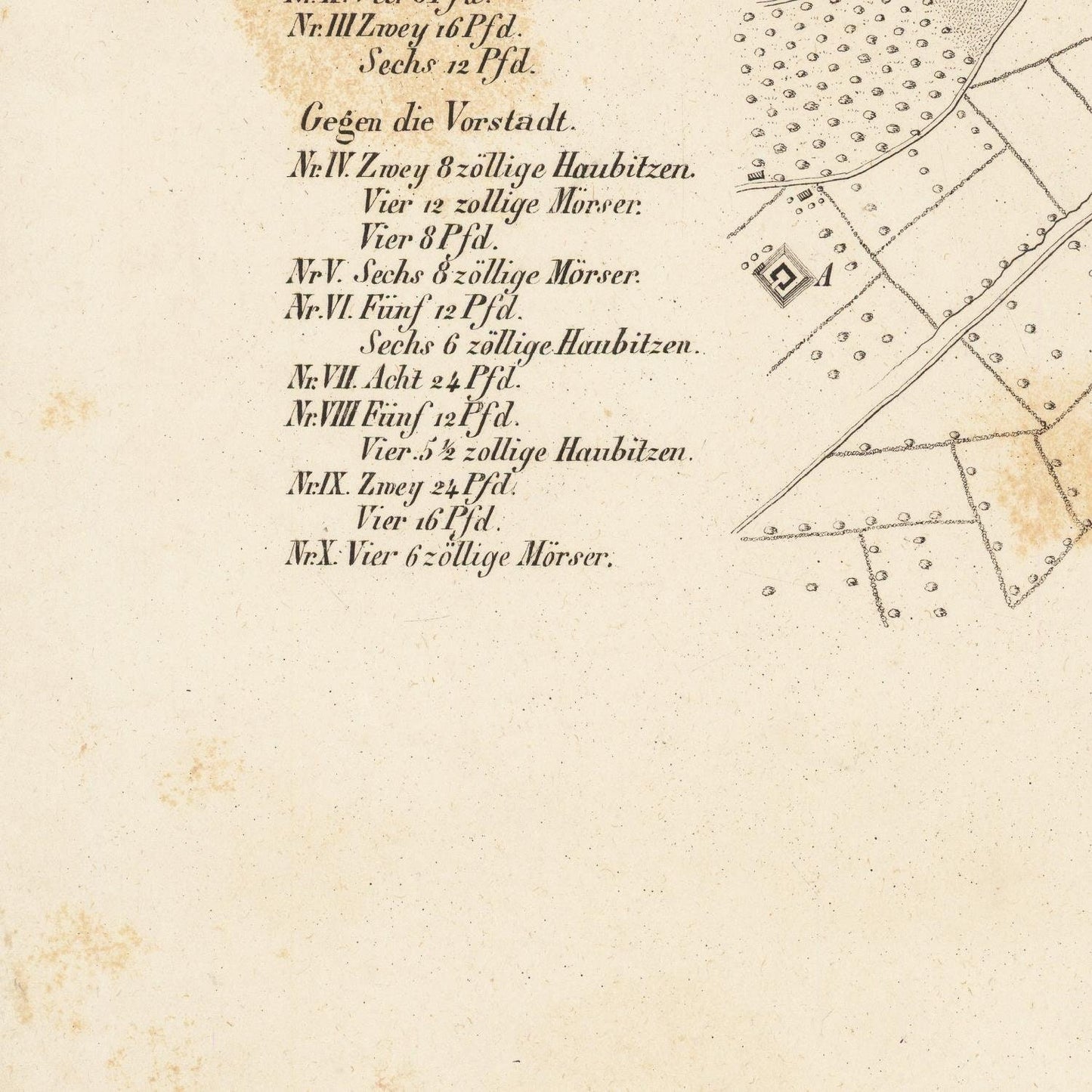 detail of the map from the bottom left corner