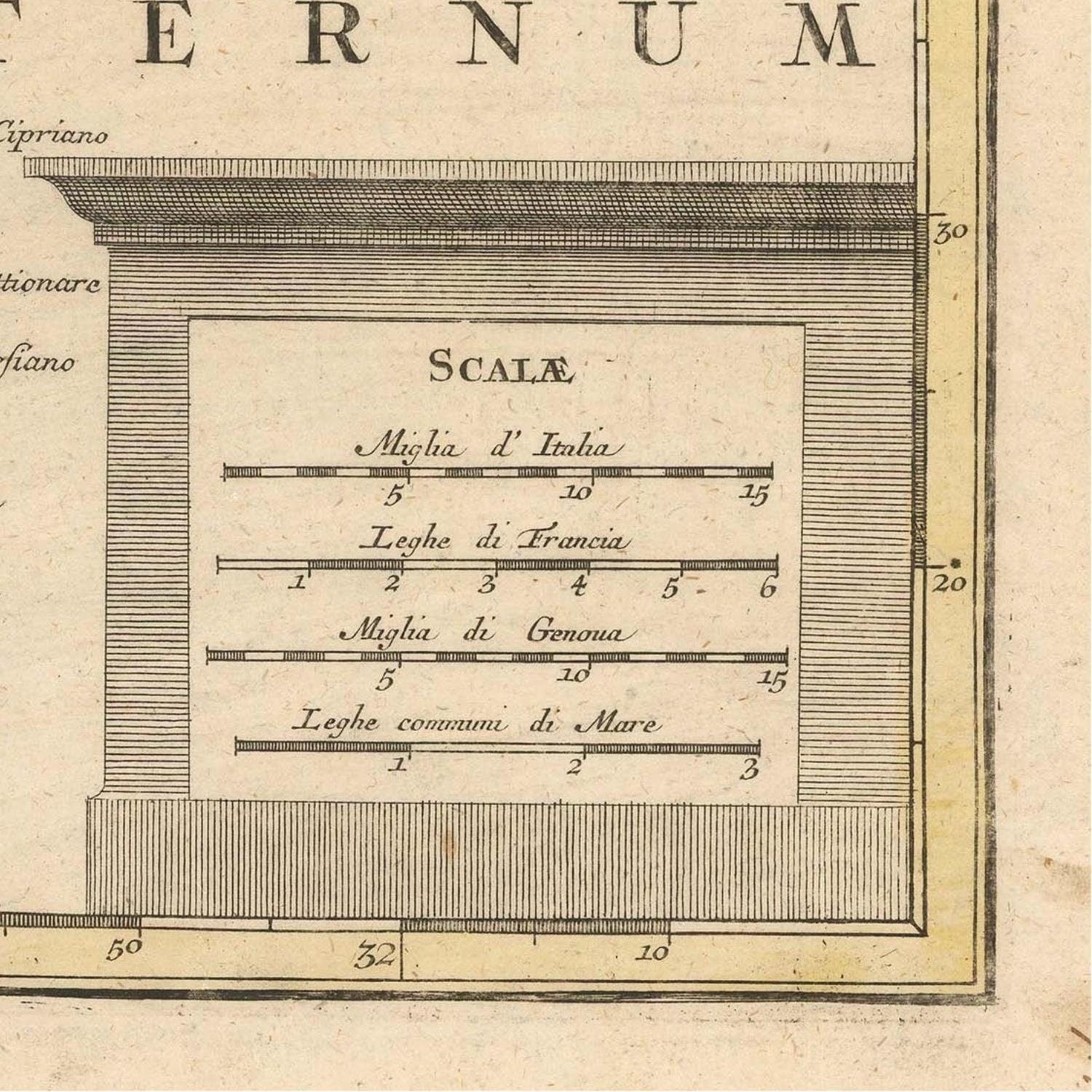 detail of the map from the bottom right corner