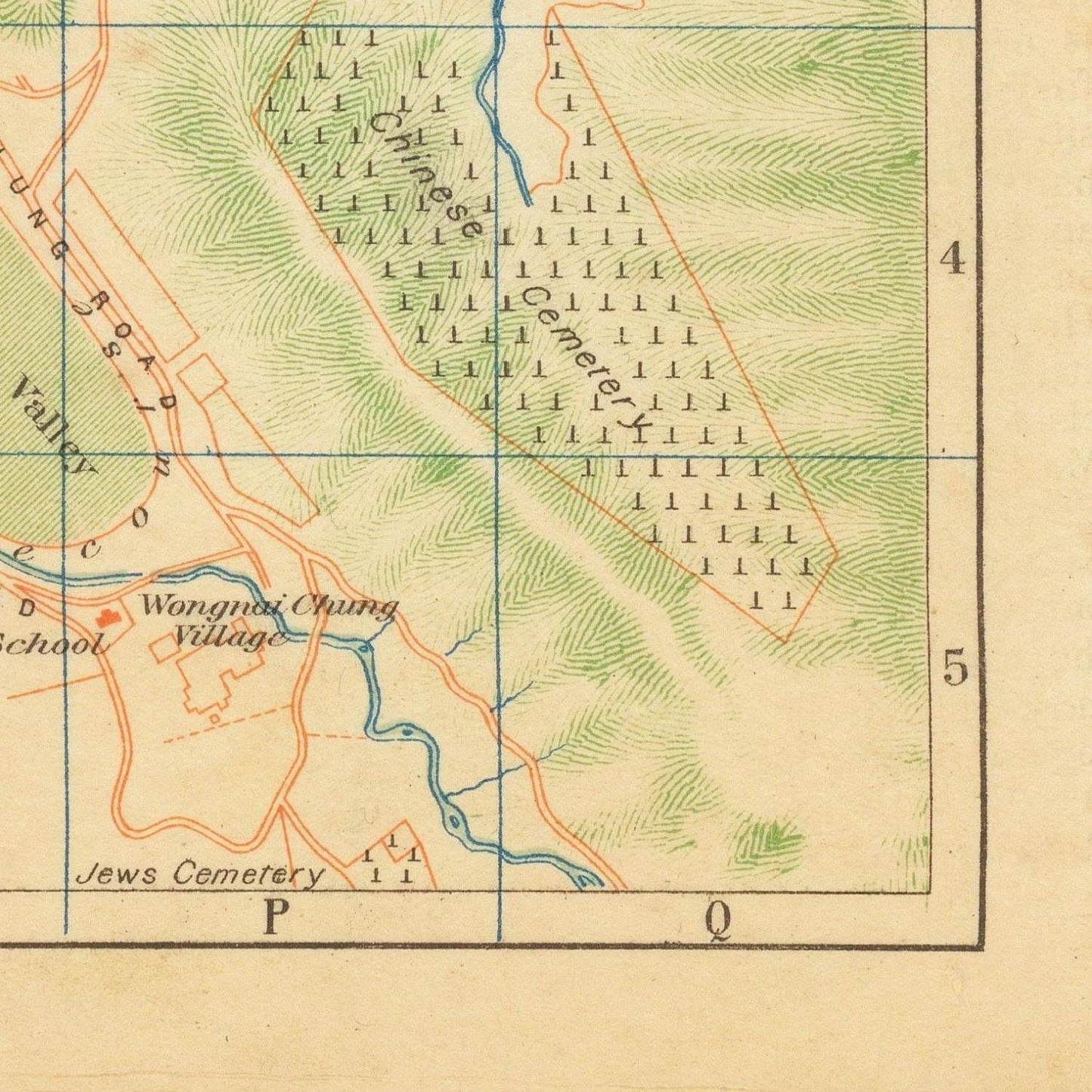 detail of the map from the bottom right corner