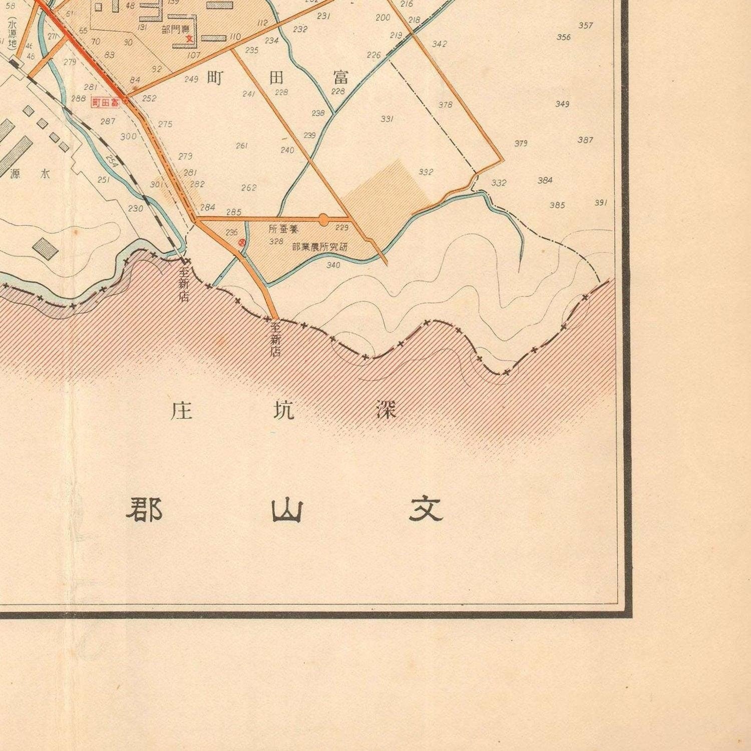 detail of the map from the bottom right corner