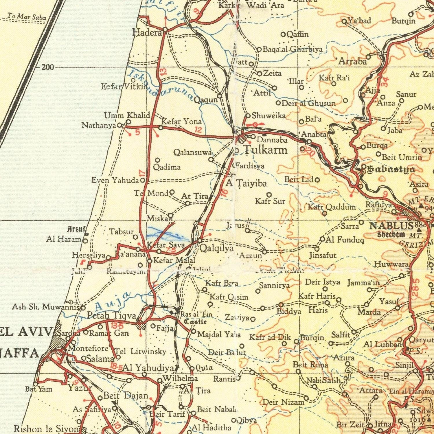 detail of the map from the centre 