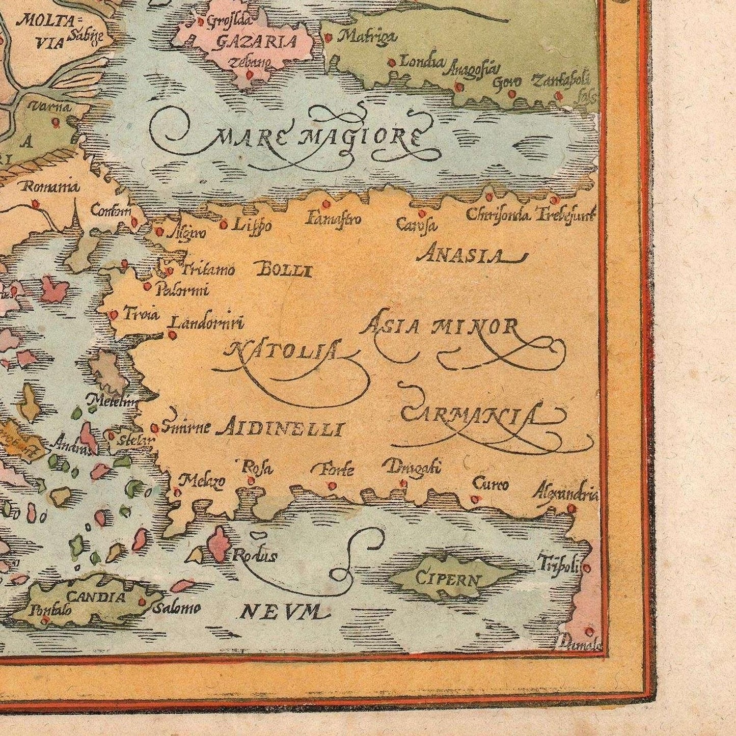 detail of the map from the bottom right corner