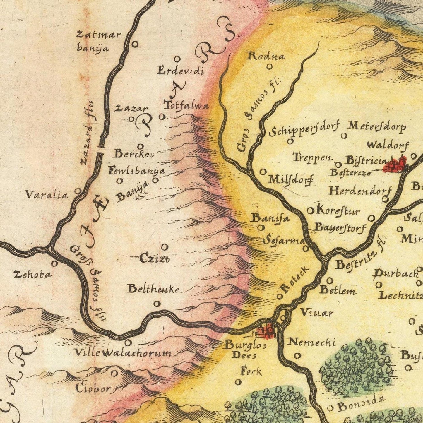 detail of the map from the centre left