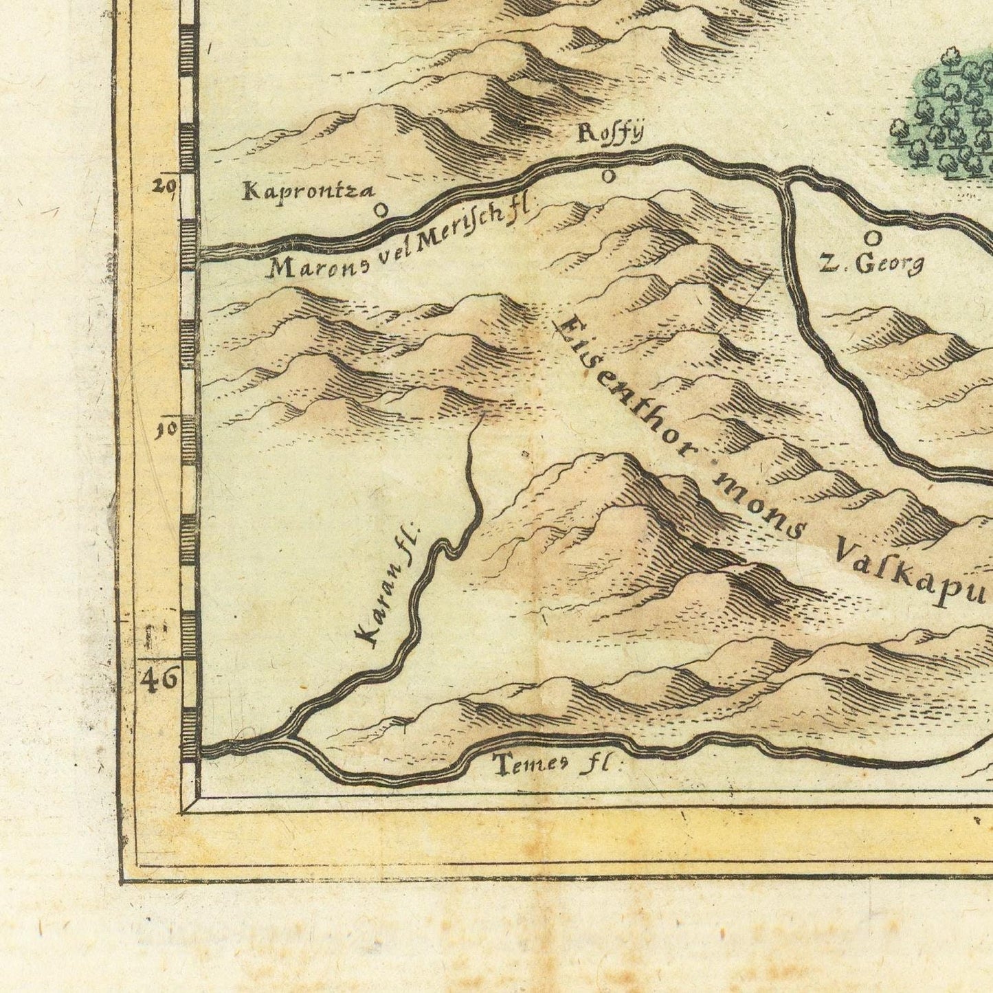 detail of the map from the bottom left corner